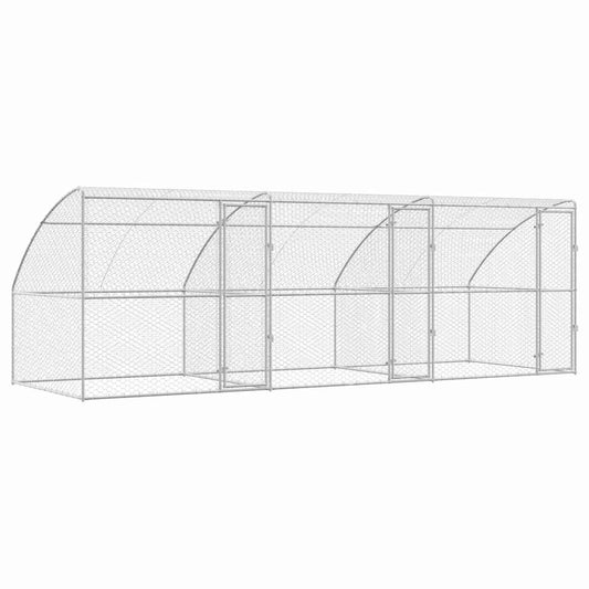 vidaXL Κλουβί Σκύλου με αποθήκευση 3 pcs Ασημί 6 x 2 x 2 m Ατσάλι