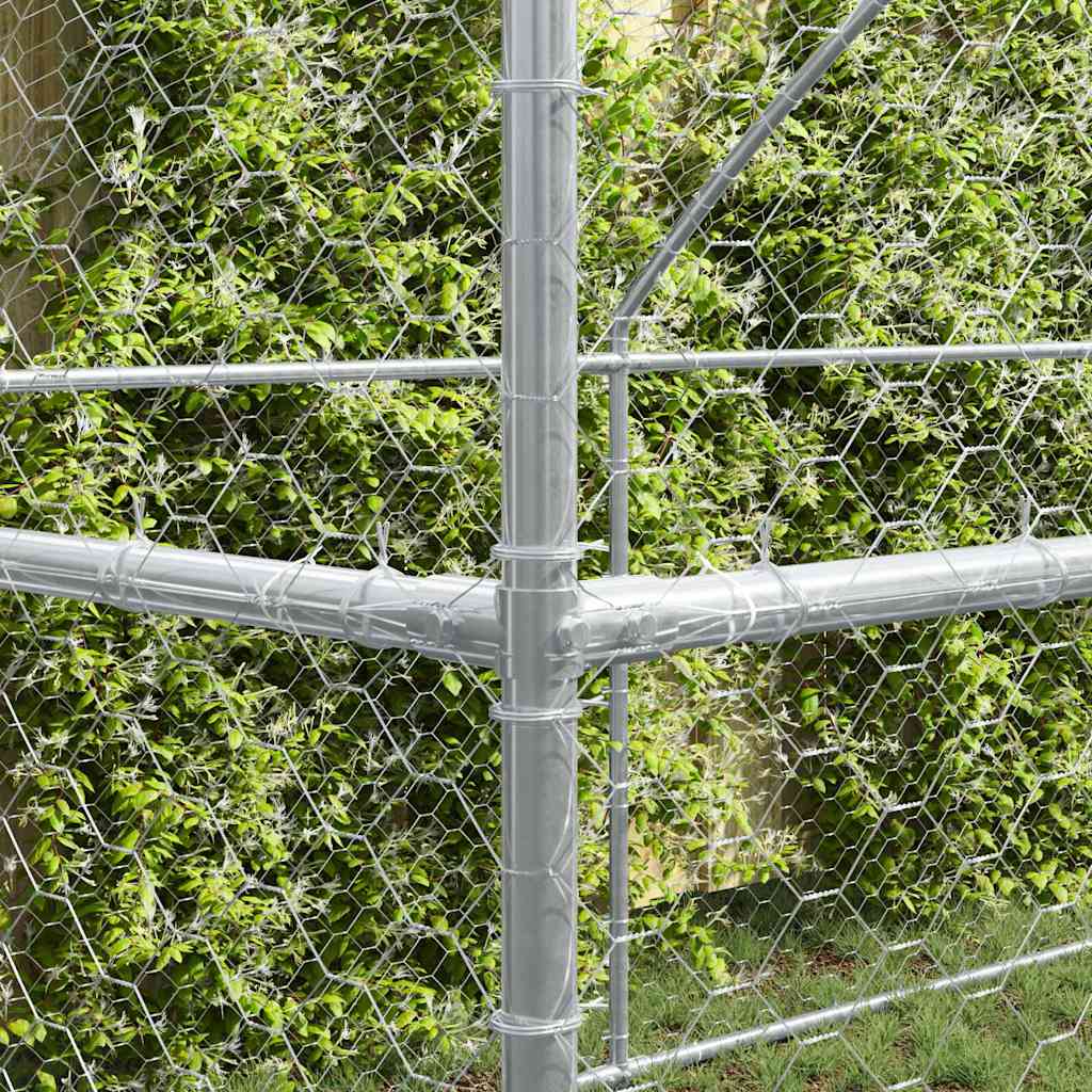 vidaXL Κλουβί Σκύλου με αποθήκευση 3 pcs Ασημί 6 x 2 x 2 m Ατσάλι