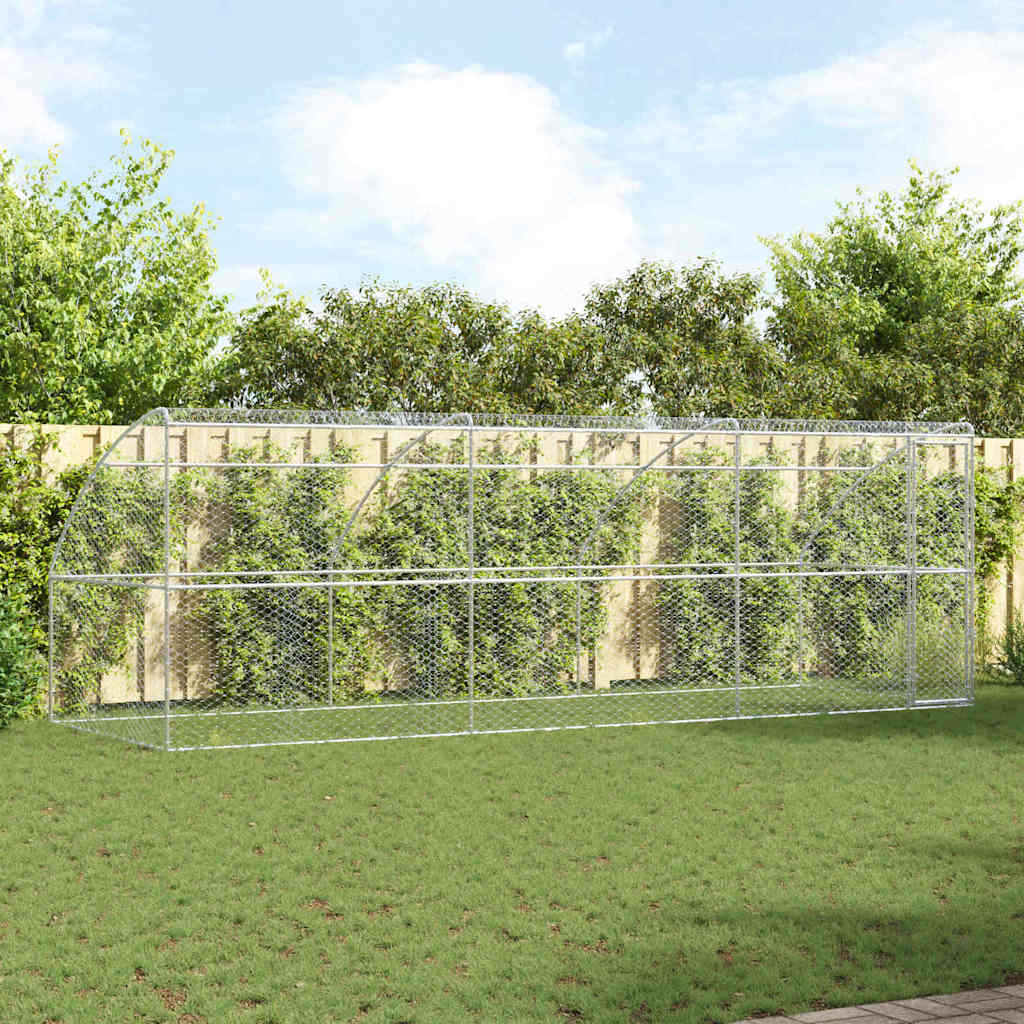 vidaXL Κλουβί Σκύλου με αποθήκευση 3 pcs Ασημί 6 x 2 x 2 m Ατσάλι