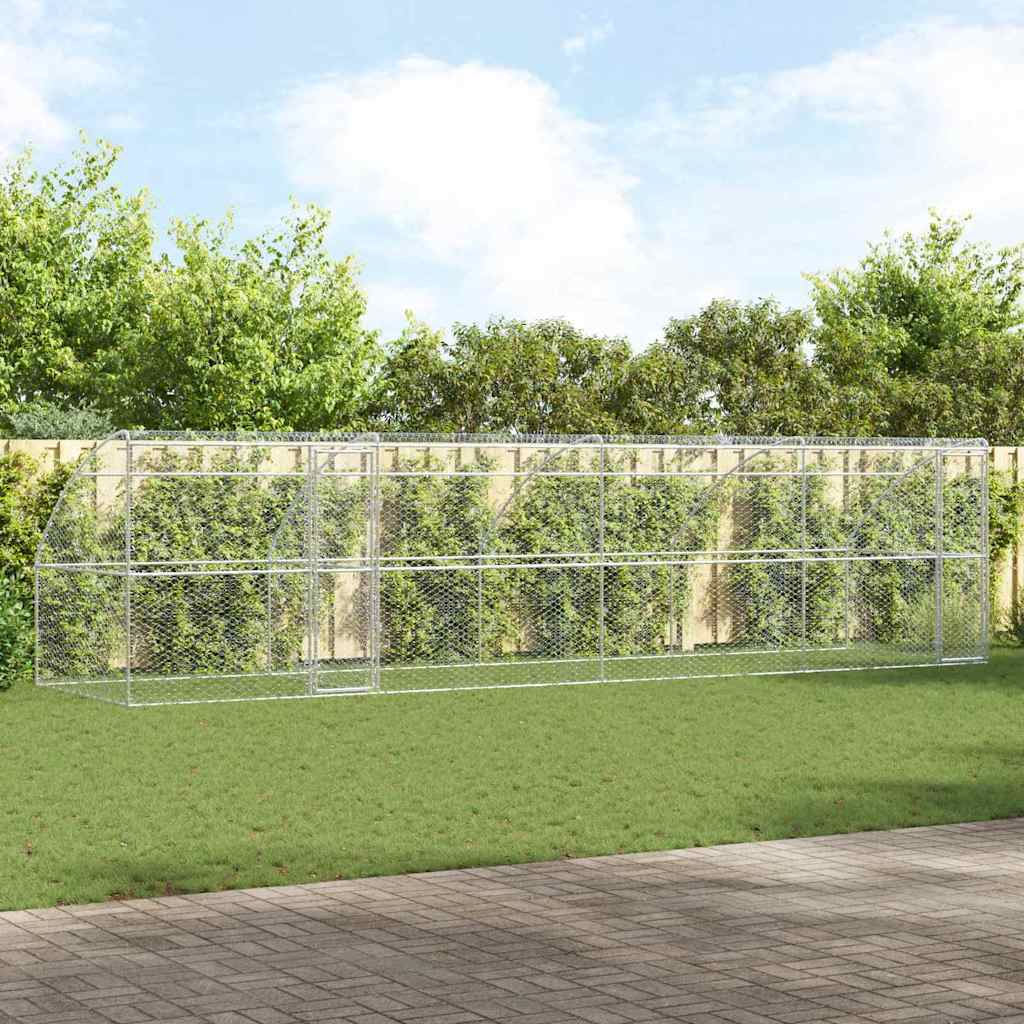 vidaXL Κλουβί Σκύλου με αποθήκευση 4 pcs Ασημί 8 x 2 x 2 m Ατσάλι