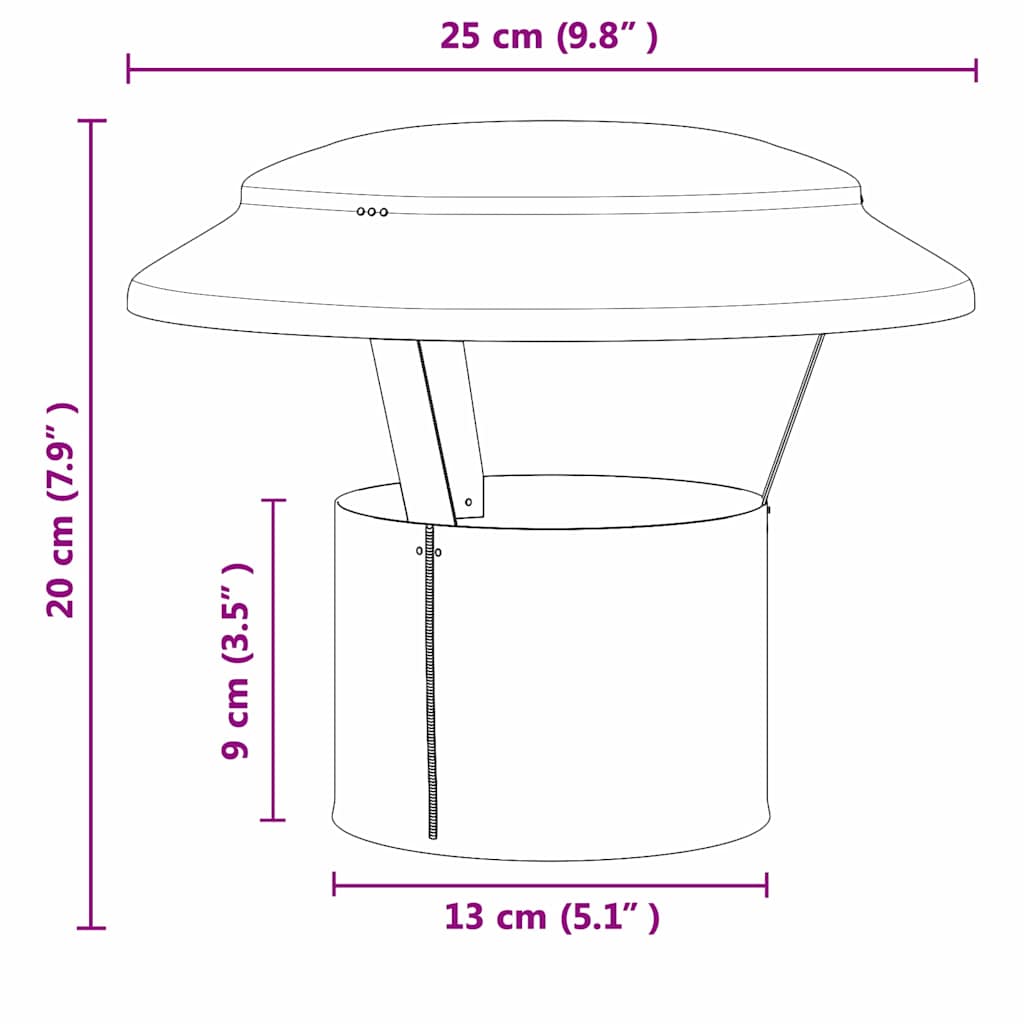 vidaXL Κάλυμμα Βροχής Καμινάδας Ασημί 25 x 25 x 20 εκ.