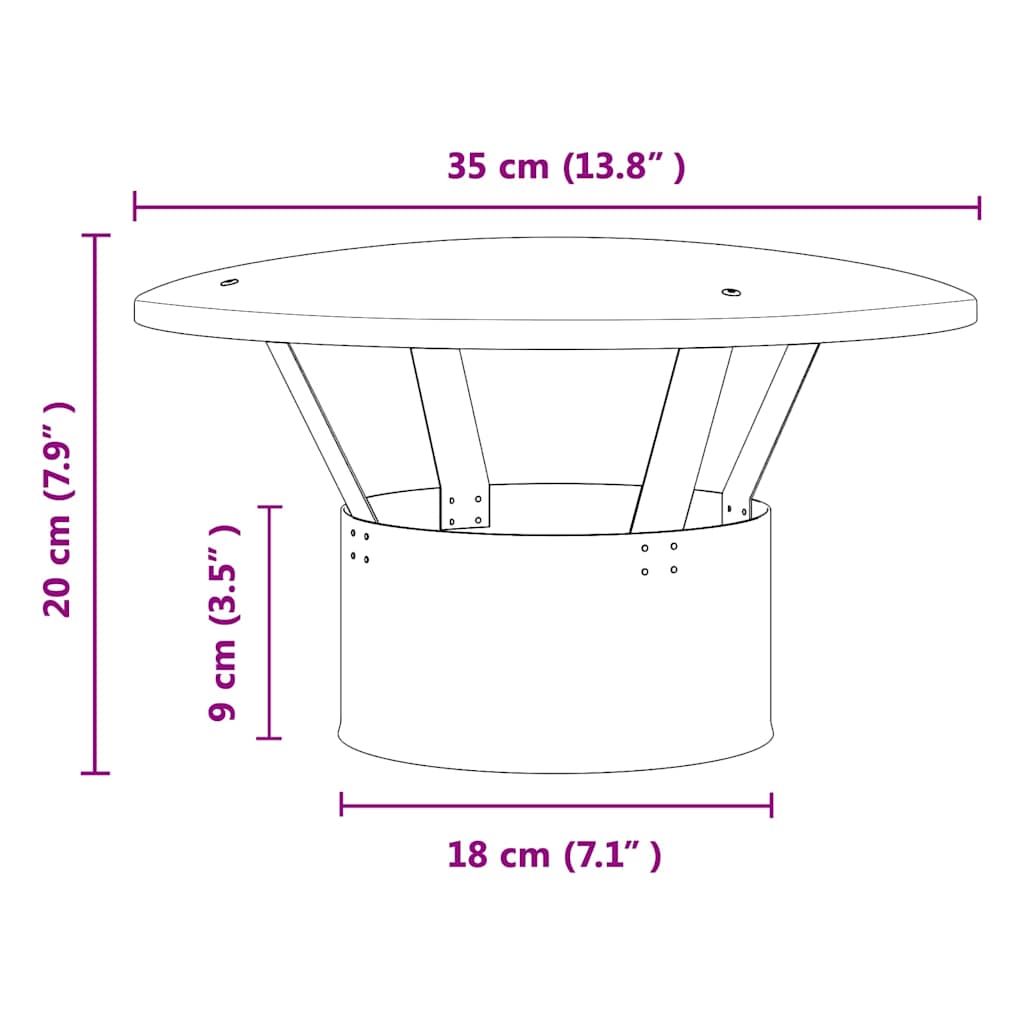 vidaXL Κάλυμμα Βροχής Καμινάδας Ασημί 35 x 35 x 20 εκ