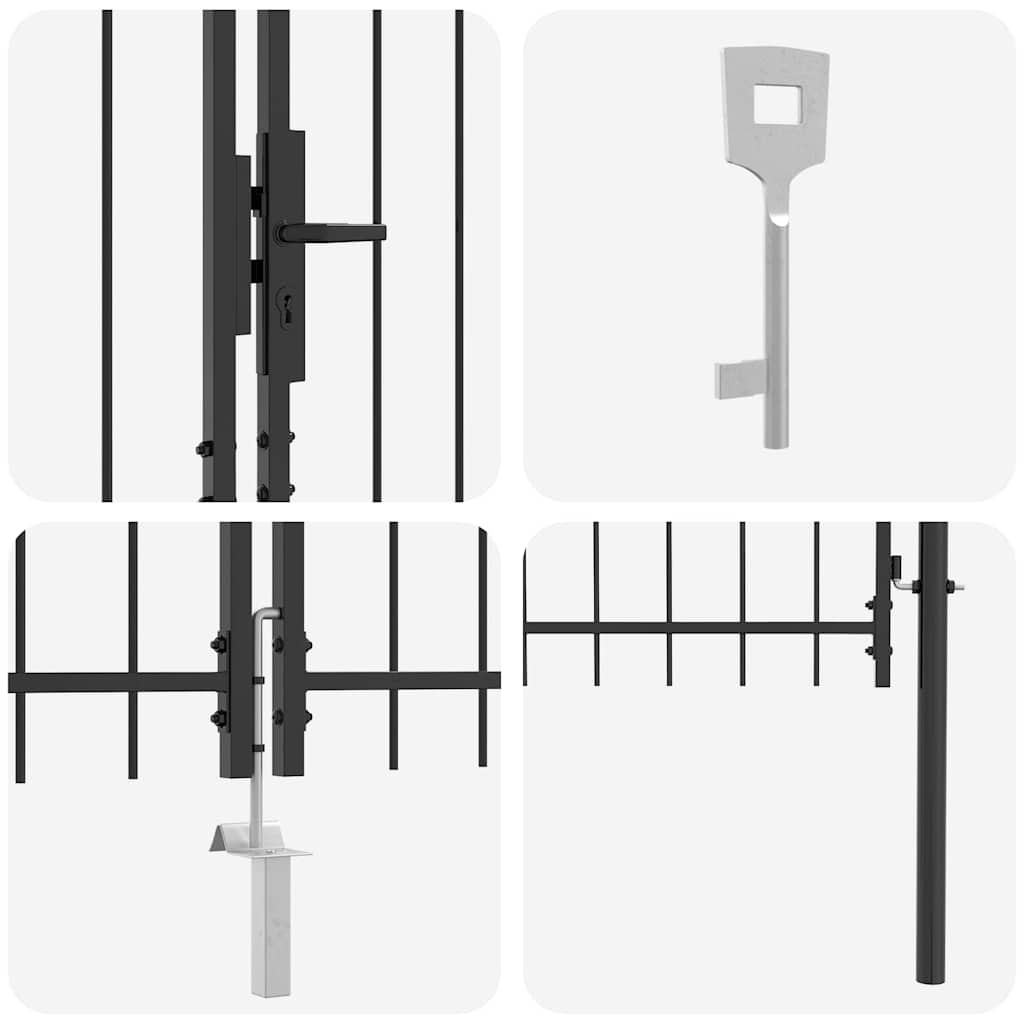 vidaXL Διπλή Πύλη με κλειδαριά Woerden Γκρι 299,5 x 224,5 εκ. Ατσάλι