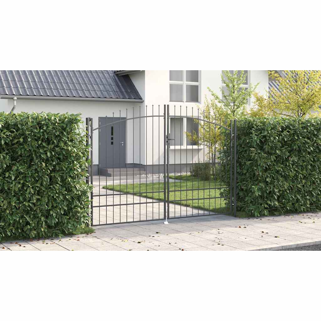 vidaXL Διπλή Πύλη με κλειδαριά Woerden Γκρι 299,5 x 249,5 εκ. Ατσάλι