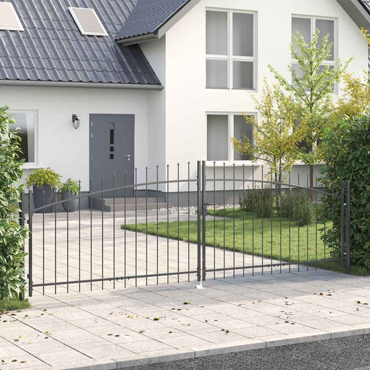 vidaXL Διπλή Πύλη με κλειδαριά Woerden Γκρι 400 x 174,5 εκ. Ατσάλι