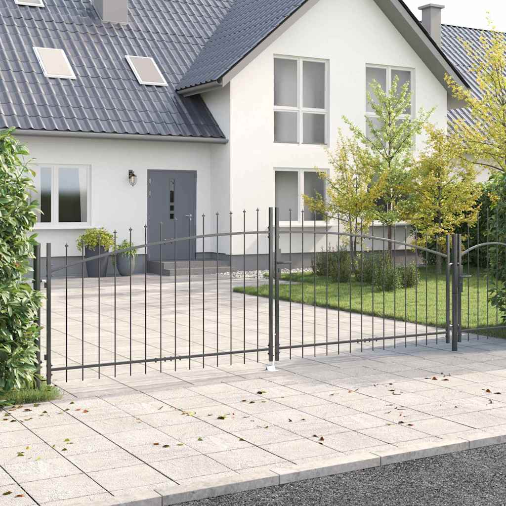 vidaXL Διπλή Πύλη με κλειδαριά Woerden Γκρι 400 x 199.5 εκ. Ατσάλι