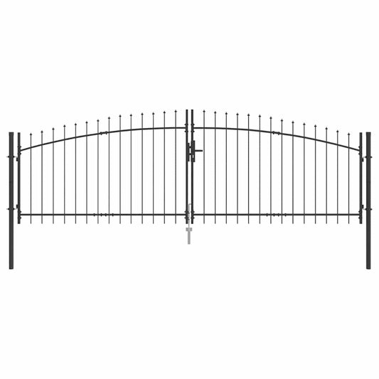 vidaXL Διπλή Πύλη με κλειδαριά Woerden Γκρι 400 x 199.5 εκ. Ατσάλι