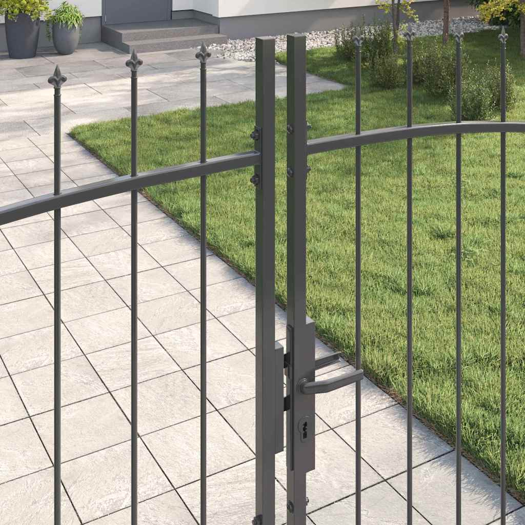 vidaXL Διπλή Πύλη με κλειδαριά Woerden Γκρι 400 x 224,5 εκ. Ατσάλι