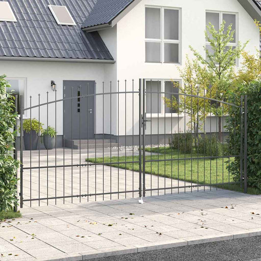 vidaXL Διπλή Πύλη με κλειδαριά Woerden Γκρι 400 x 224,5 εκ. Ατσάλι