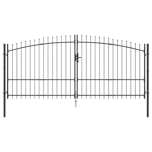 vidaXL Διπλή Πύλη με κλειδαριά Woerden Γκρι 400 x 224,5 εκ. Ατσάλι