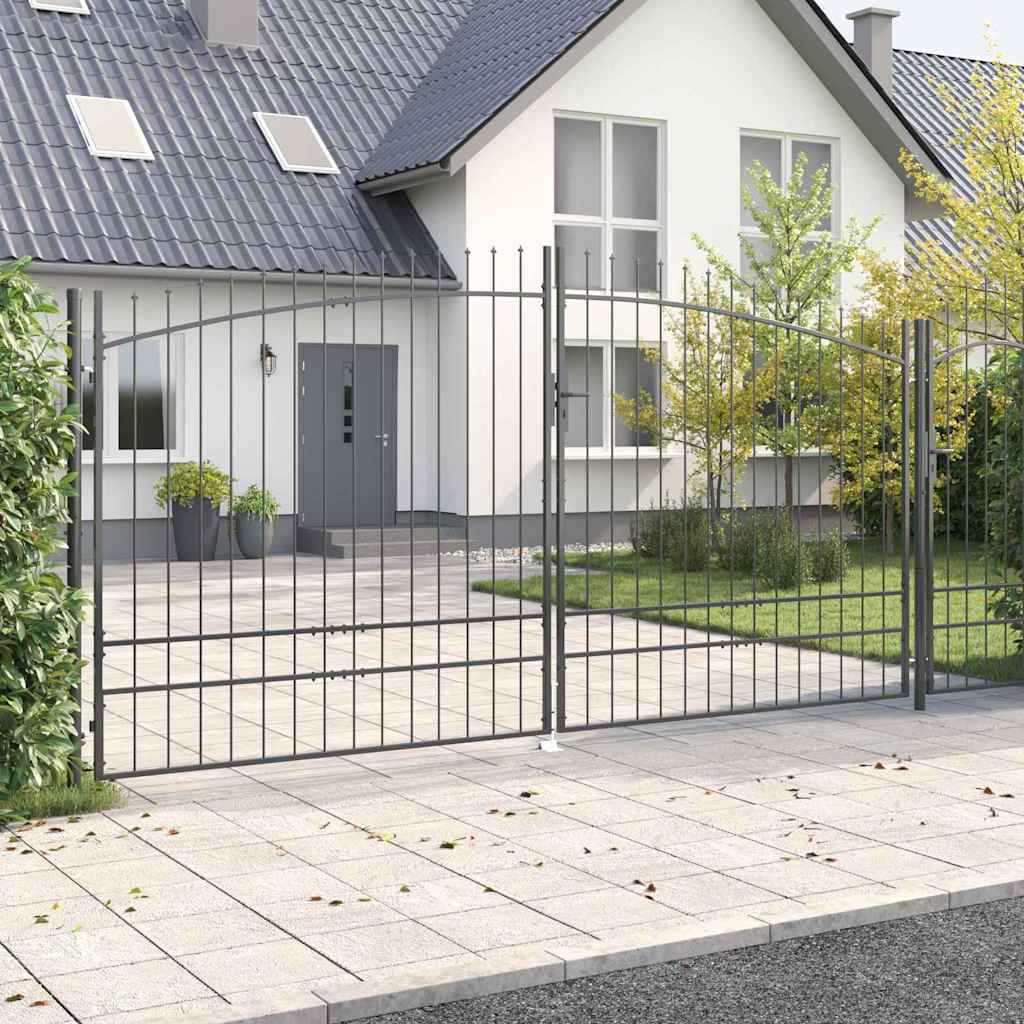 vidaXL Διπλή Πύλη με κλειδαριά Woerden Γκρι 400 x 249,5 εκ. Ατσάλι