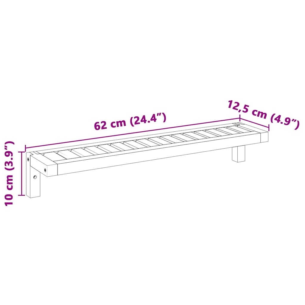 Ράφι τοίχου vidaXL 62x10x12,5 εκ. Καπάκι από δέντρο καρυδιάς