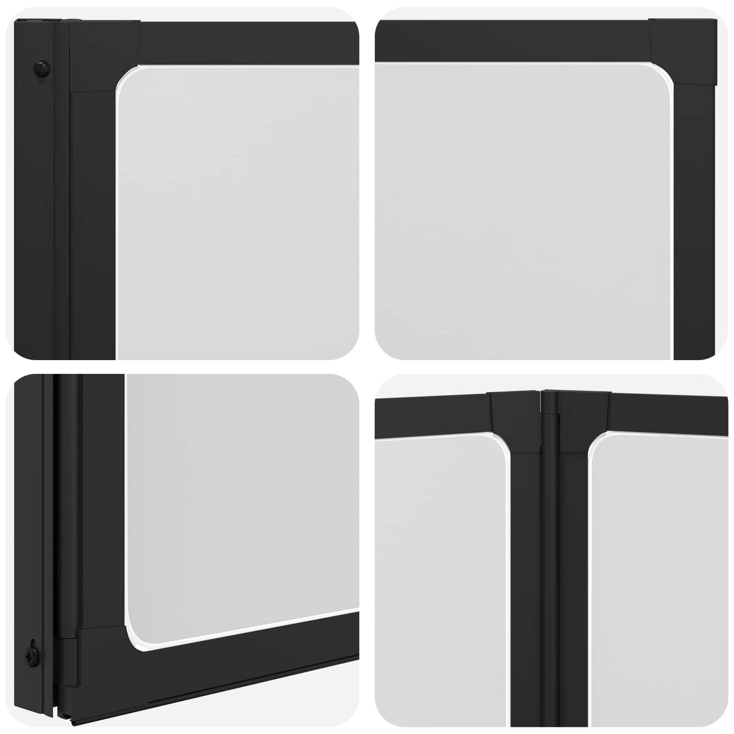 vidaXL Διαχωριστικό ντους Μαύρο 132 x 2 x 140 εκ Αλουμίνιο και PP