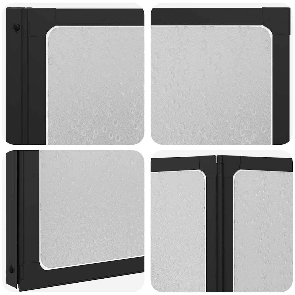 vidaXL Διαχωριστικό ντους Πτυσσόμενος Μαύρο 168 x 140 εκ Αλουμίνιο