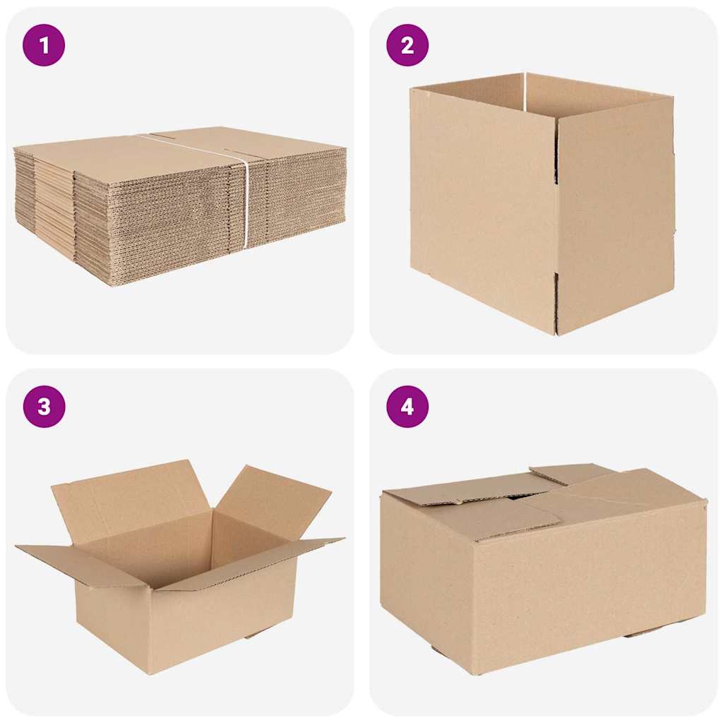 vidaXL Πτυσσόμενο Κουτί 50 pcs Φυσικό 30 x 21,5 x 14 εκ. Χαρτόνι