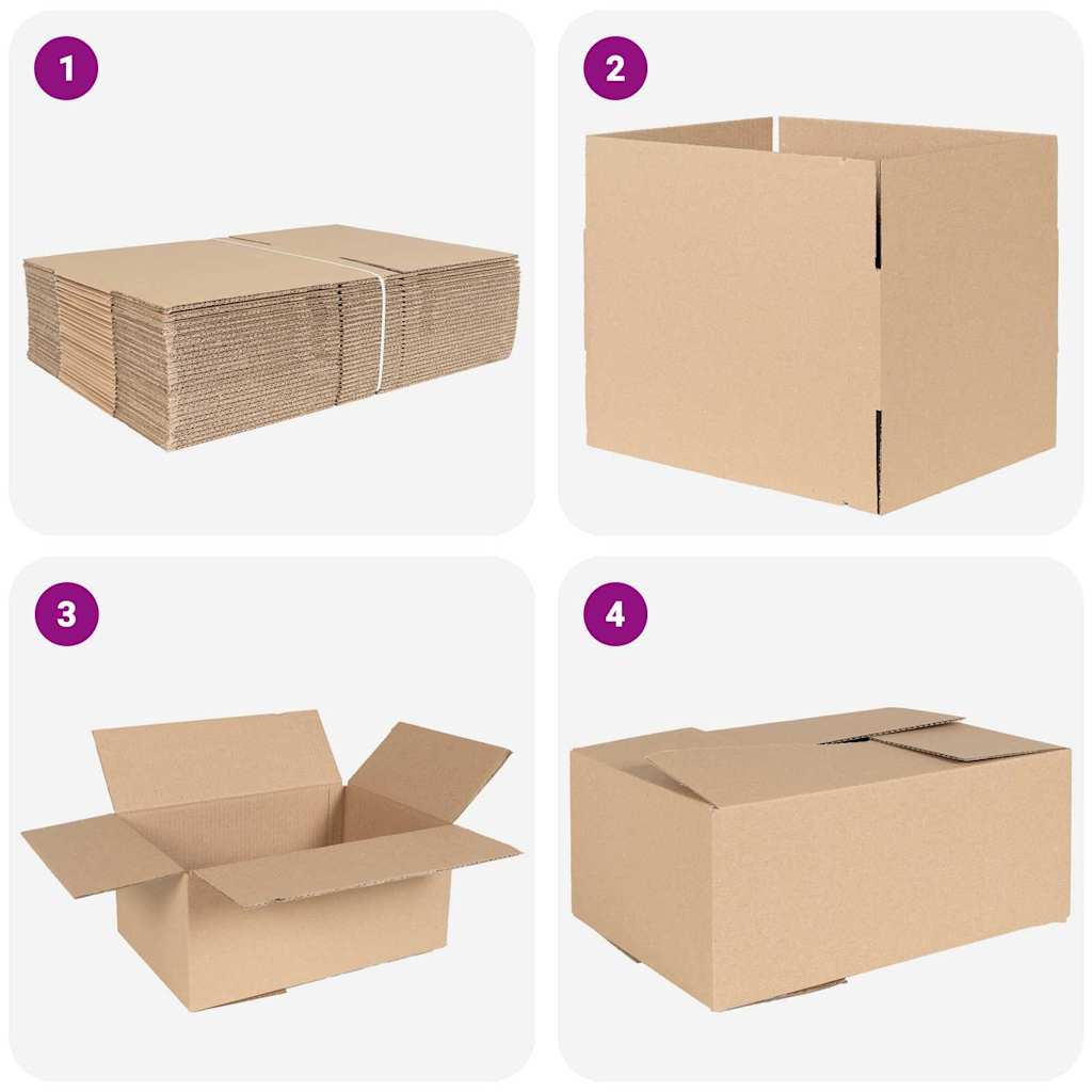 vidaXL Πτυσσόμενο Κουτί 50 pcs Φυσικό 35 x 24 x 15 εκ. Χαρτόνι