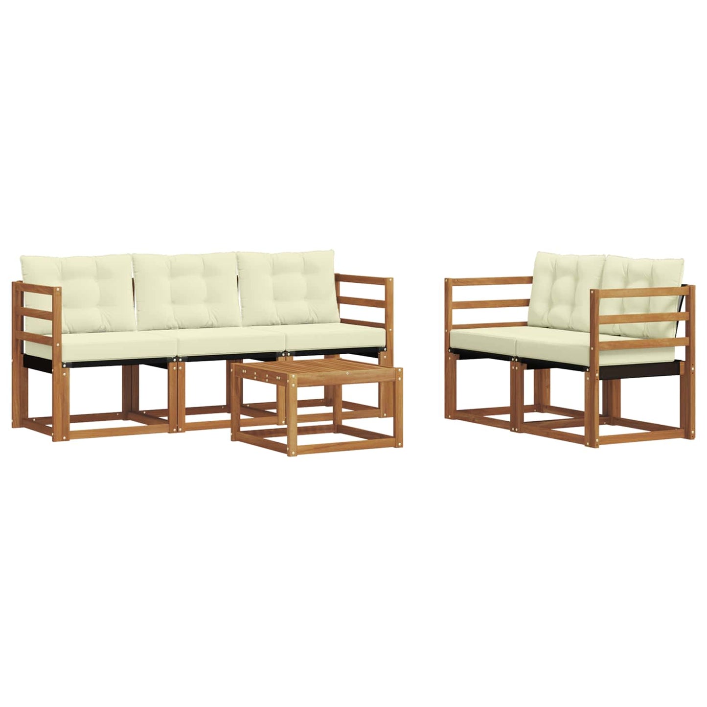 vidaXL Σειρά Καναπέ Εξωτερικού με μαξιλάρι 6 pcs Φυσικό και Κρέμα