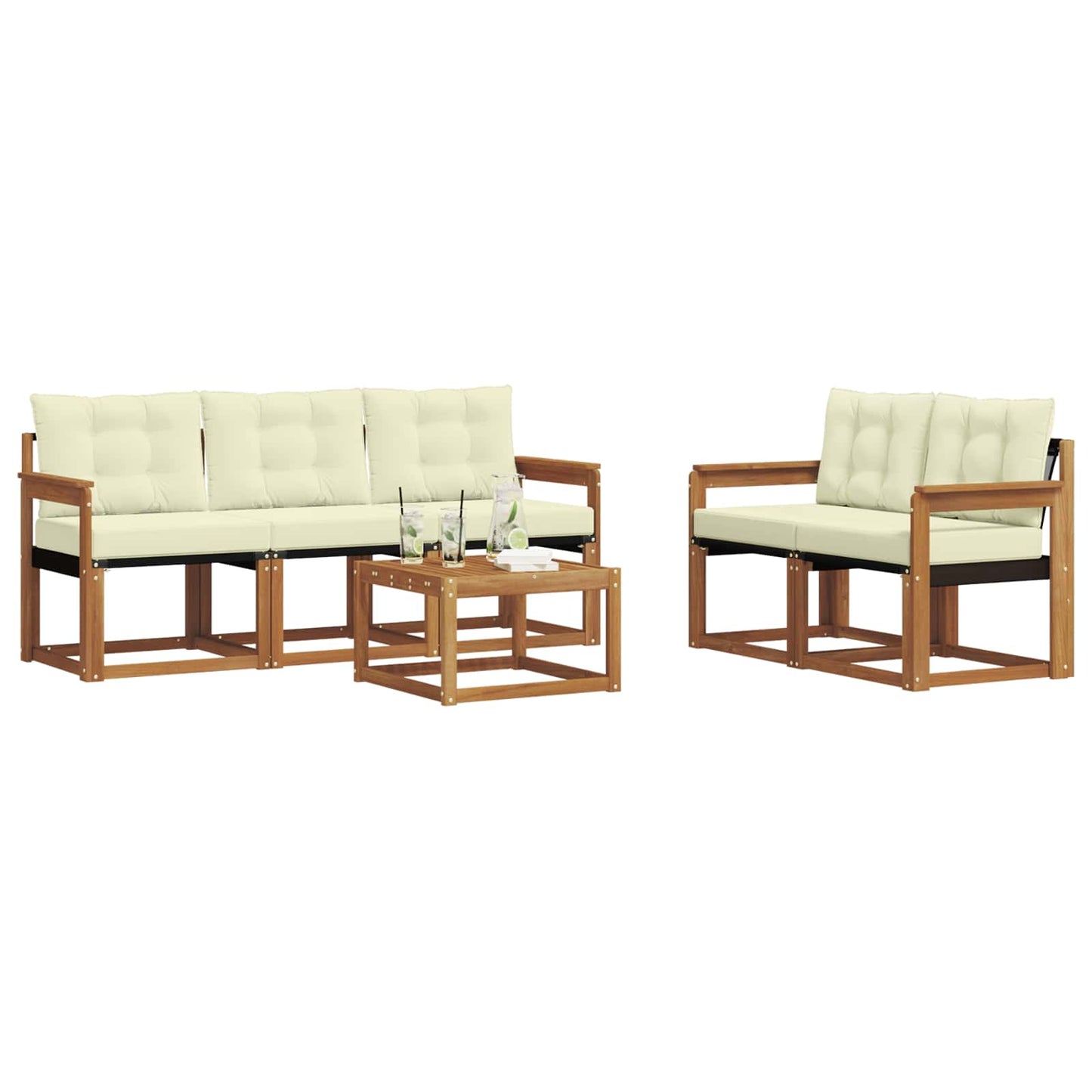 vidaXL Σειρά Καναπέ Εξωτερικού με μαξιλάρι 6 pcs Φυσικό και Κρέμα