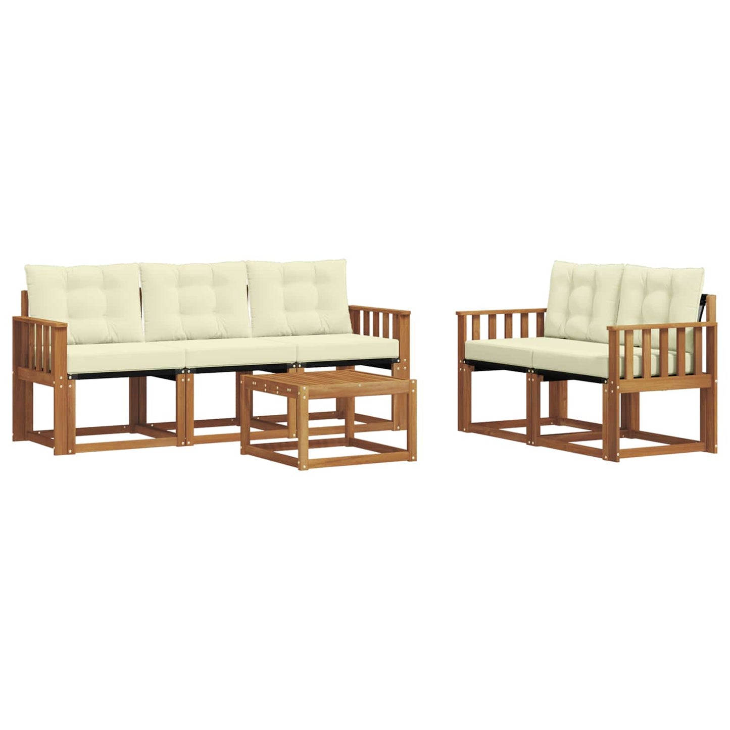 vidaXL Σειρά Καναπέ Εξωτερικού με μαξιλάρι 6 pcs Φυσικό και Κρέμα