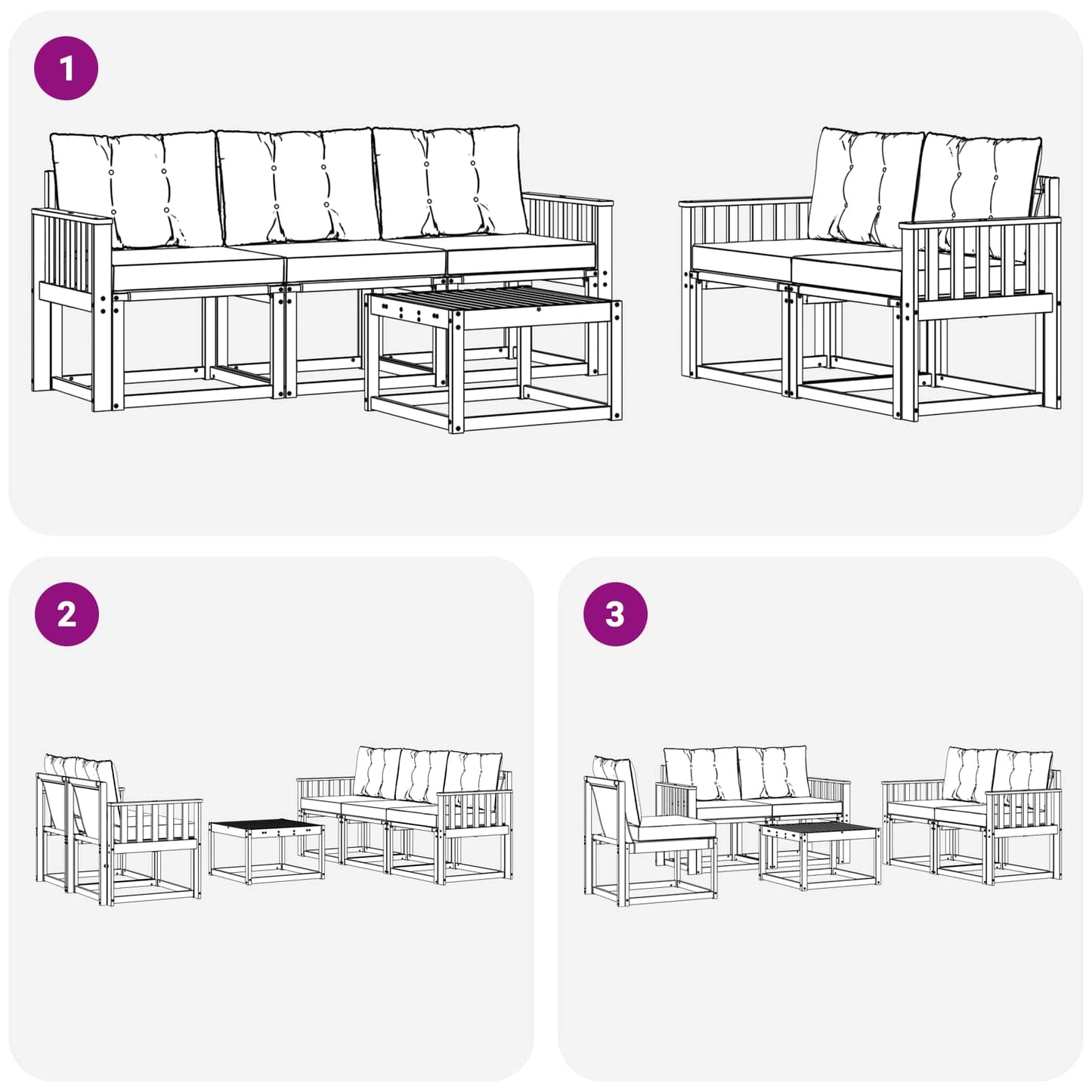 vidaXL Σειρά Καναπέ Εξωτερικού με μαξιλάρι 6 pcs Φυσικό και Μαύρο