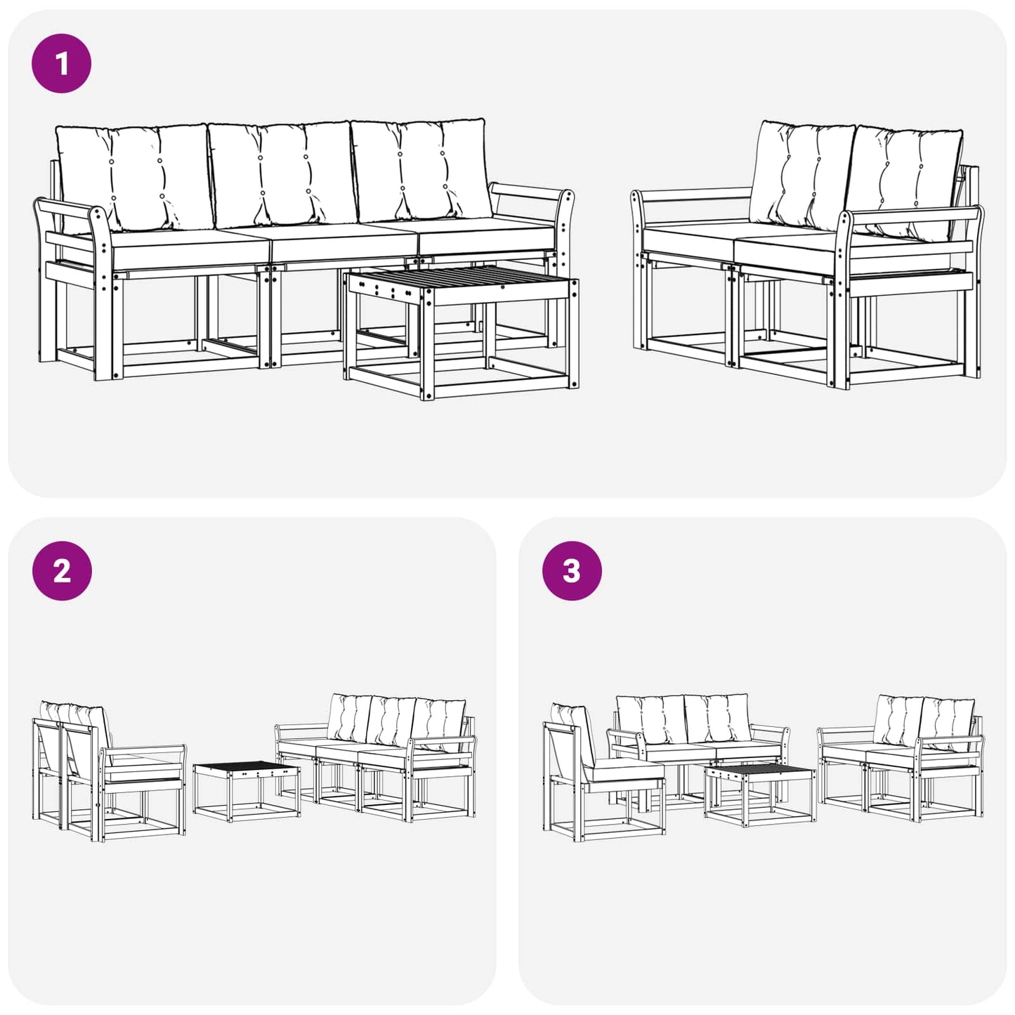 vidaXL Σειρά Καναπέ Εξωτερικού με μαξιλάρι 6 pcs Φυσικό και Κρέμα