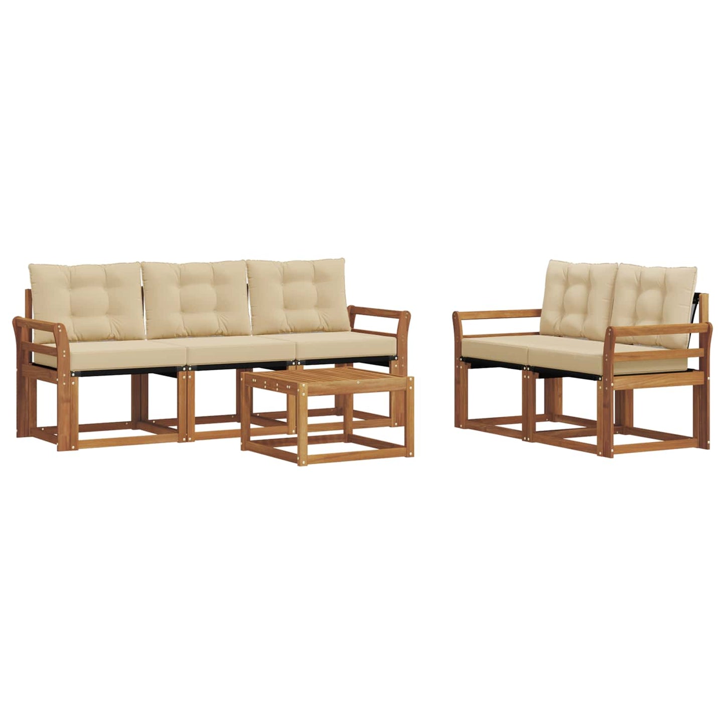vidaXL Σειρά Καναπέ Εξωτερικού με μαξιλάρι 6 pcs Φυσικό και Μπεζ