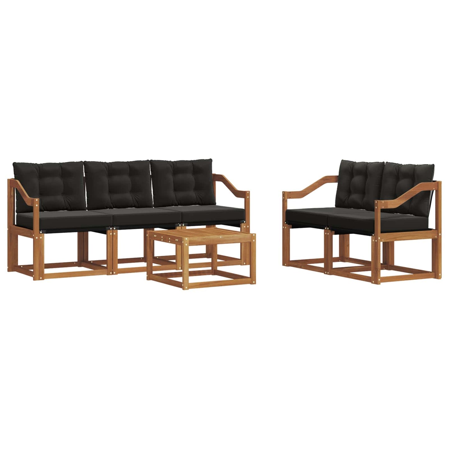 vidaXL Σειρά Καναπέ Εξωτερικού με μαξιλάρι 6 pcs Φυσικό και Μαύρο