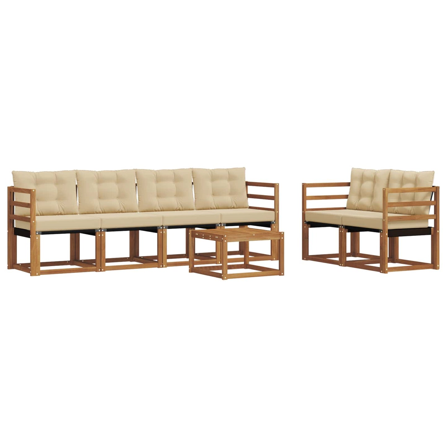 vidaXL Σειρά Καναπέ Εξωτερικού με μαξιλάρι 7 pcs Φυσικό και Μπεζ
