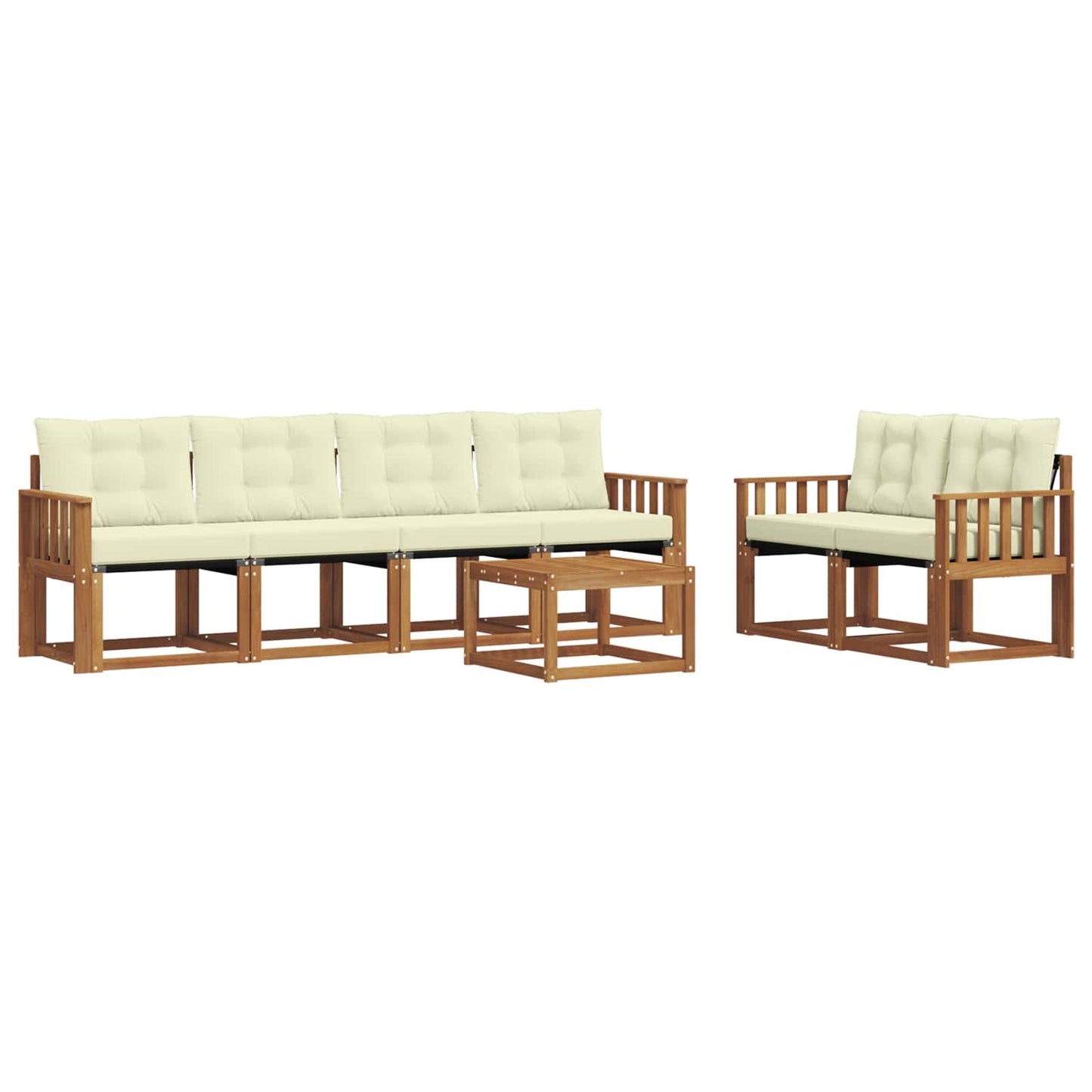 vidaXL Σειρά Καναπέ Εξωτερικού με μαξιλάρι 7 pcs Φυσικό και Κρέμα