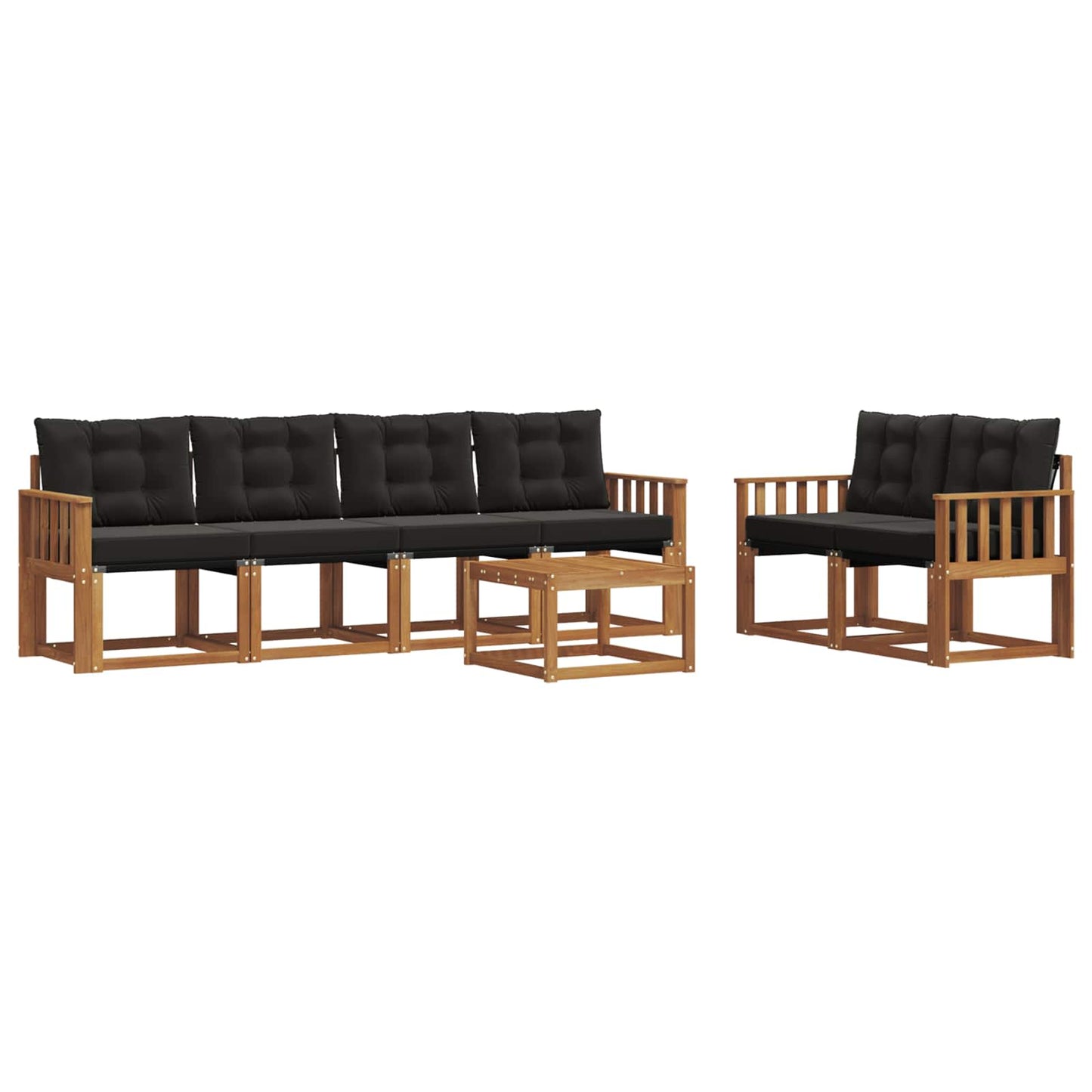 vidaXL Σειρά Καναπέ Εξωτερικού με μαξιλάρι 7 pcs Φυσικό και Μαύρο