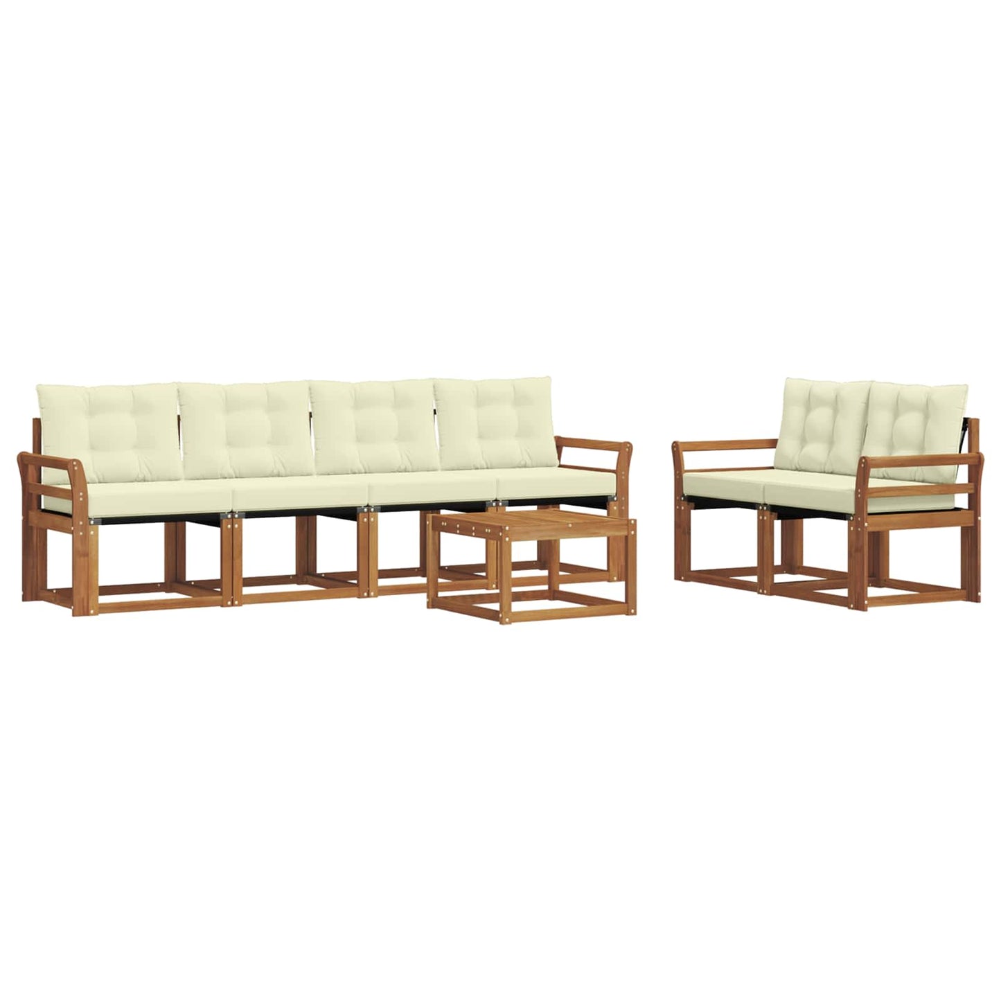 vidaXL Σειρά Καναπέ Εξωτερικού με μαξιλάρι 7 pcs Φυσικό και Κρέμα