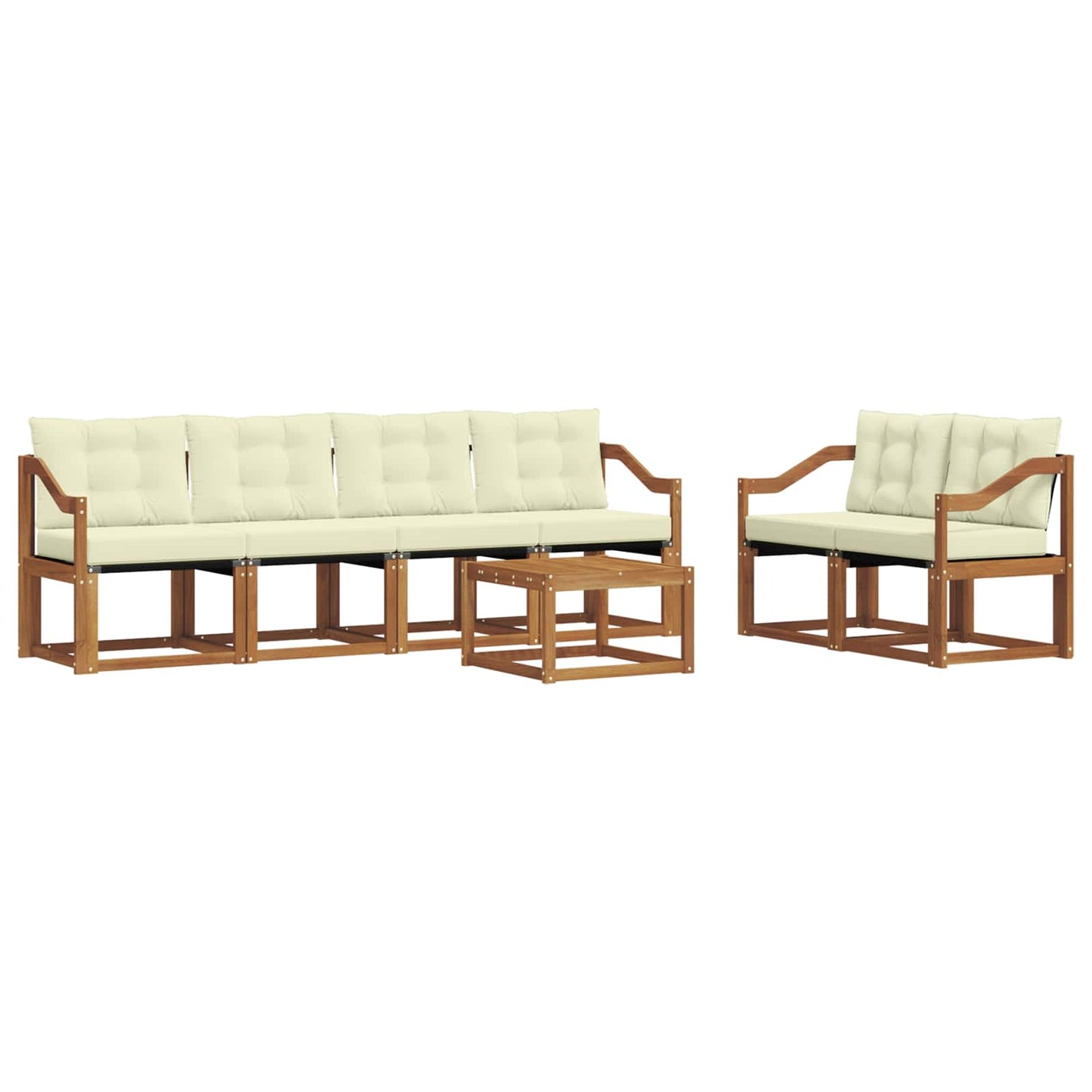 vidaXL Σειρά Καναπέ Εξωτερικού με μαξιλάρι 7 pcs Φυσικό και Κρέμα