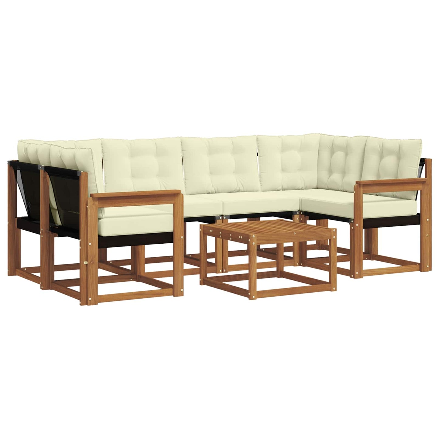 vidaXL Σειρά Καναπέ Εξωτερικού με μαξιλάρι 7 pcs Φυσικό και Κρέμα