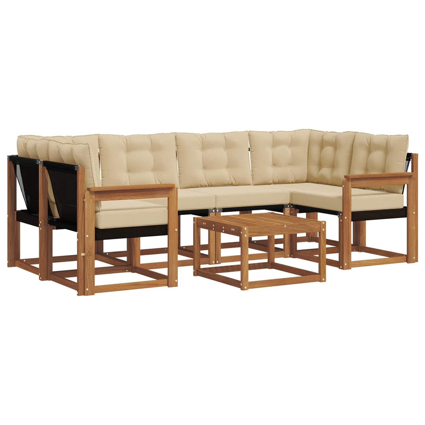 vidaXL Σειρά Καναπέ Εξωτερικού με μαξιλάρι 7 pcs Φυσικό και Μπεζ