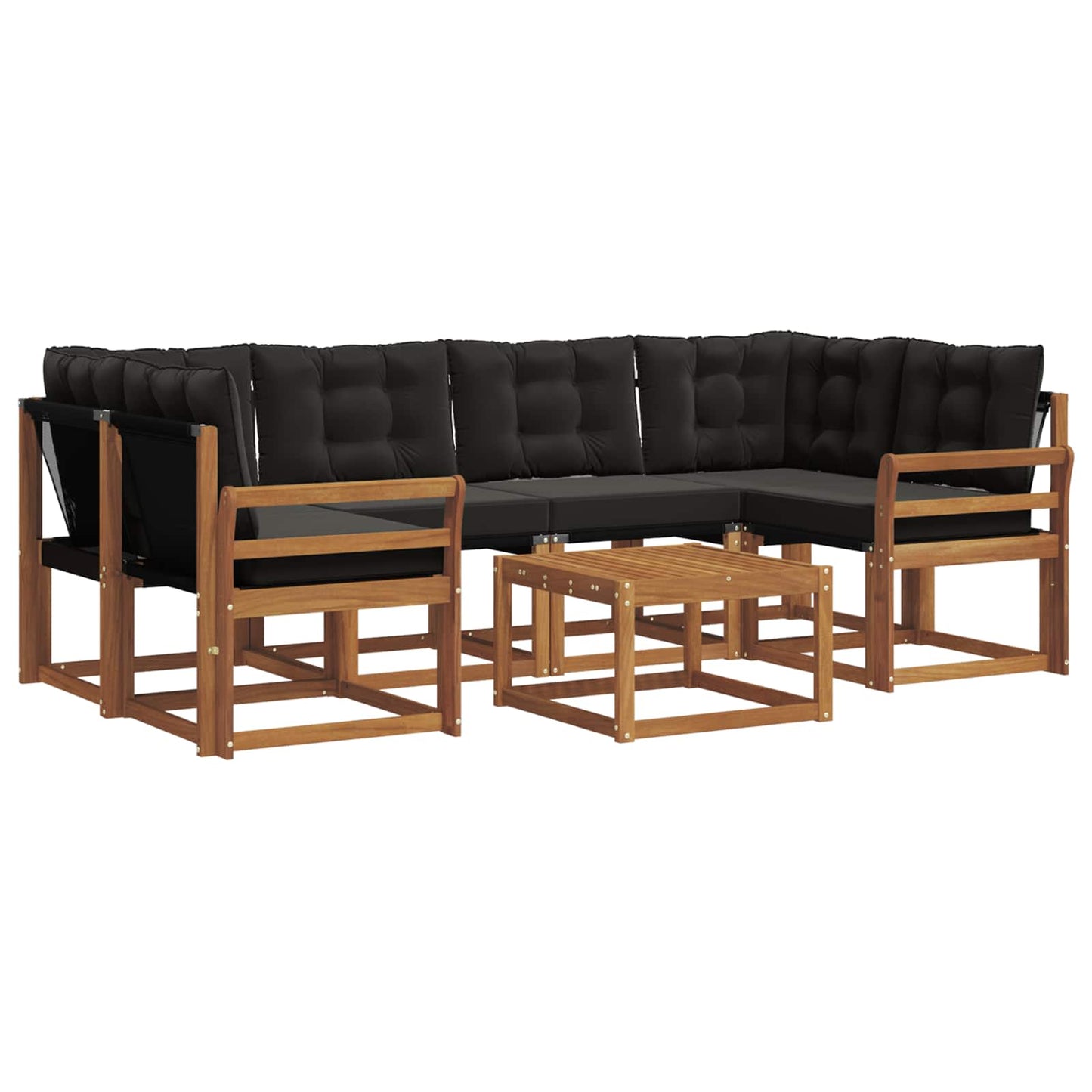 vidaXL Σειρά Καναπέ Εξωτερικού με μαξιλάρι 7 pcs Φυσικό και Μαύρο