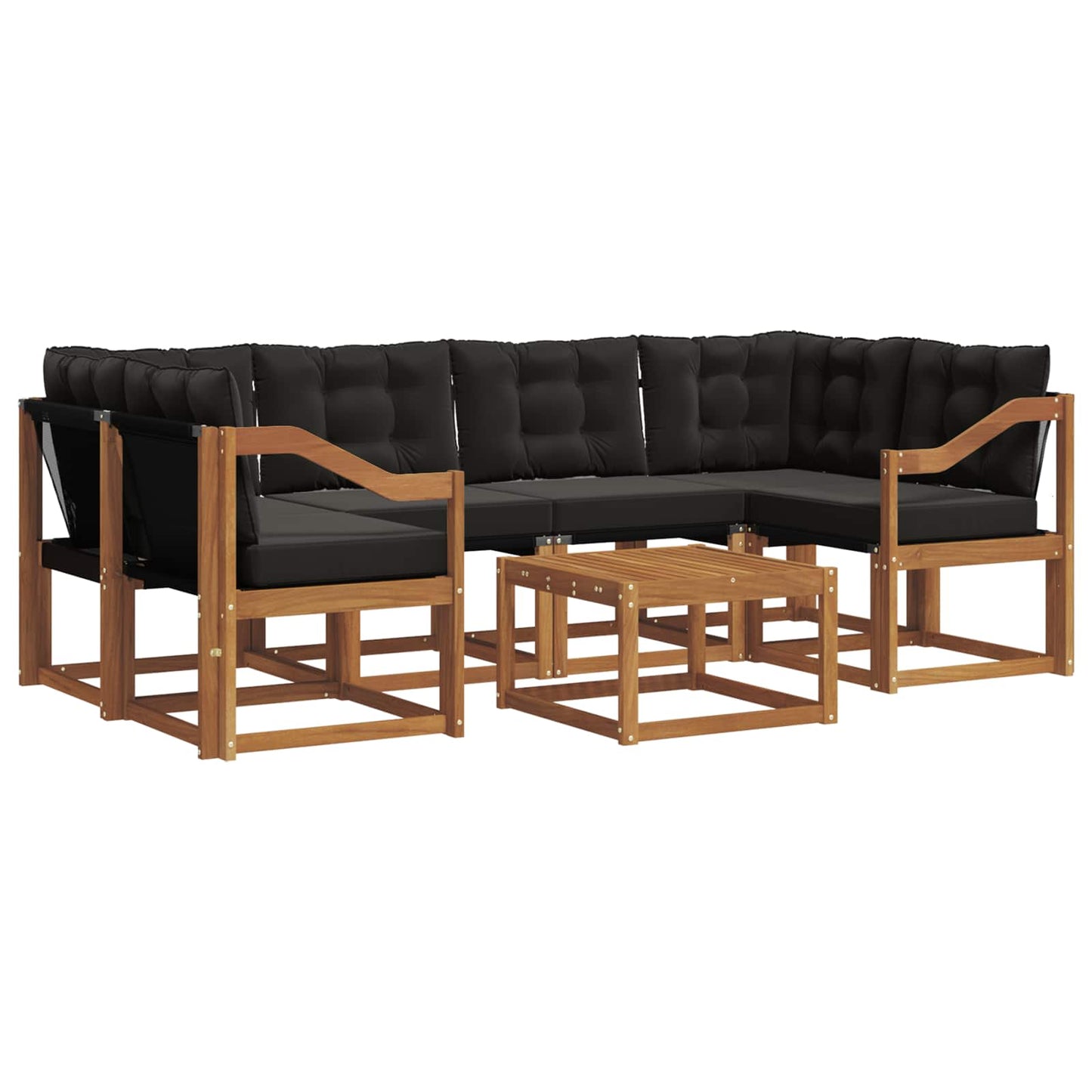 vidaXL Σειρά Καναπέ Εξωτερικού με μαξιλάρι 7 pcs Φυσικό και Μαύρο