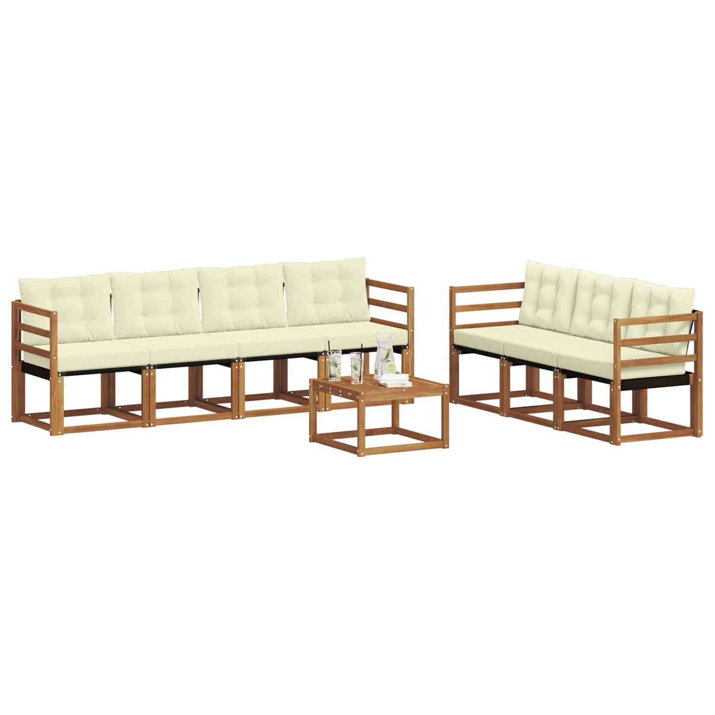 vidaXL Σειρά Καναπέ Εξωτερικού με μαξιλάρι 8 pcs Φυσικό και Κρέμα