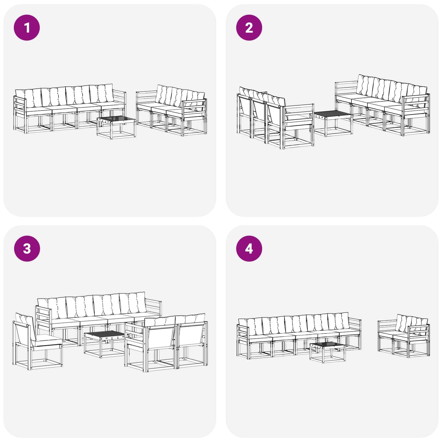 vidaXL Σειρά Καναπέ Εξωτερικού 8 pcs Φυσικό και Ανοιχτό Γκρι