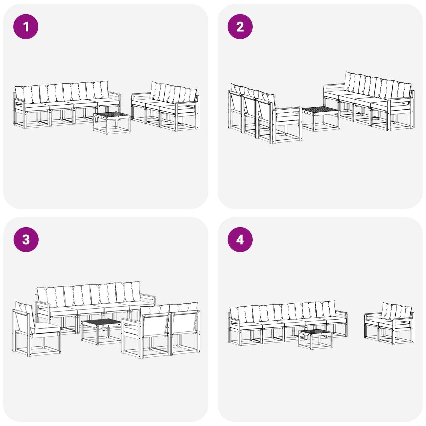 vidaXL Σειρά Καναπέ Εξωτερικού 8 pcs Φυσικό και Ανοιχτό Γκρι