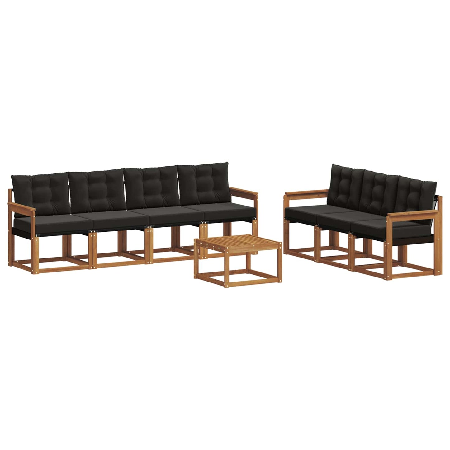 vidaXL Σειρά Καναπέ Εξωτερικού με μαξιλάρι 8 pcs Φυσικό και Μαύρο