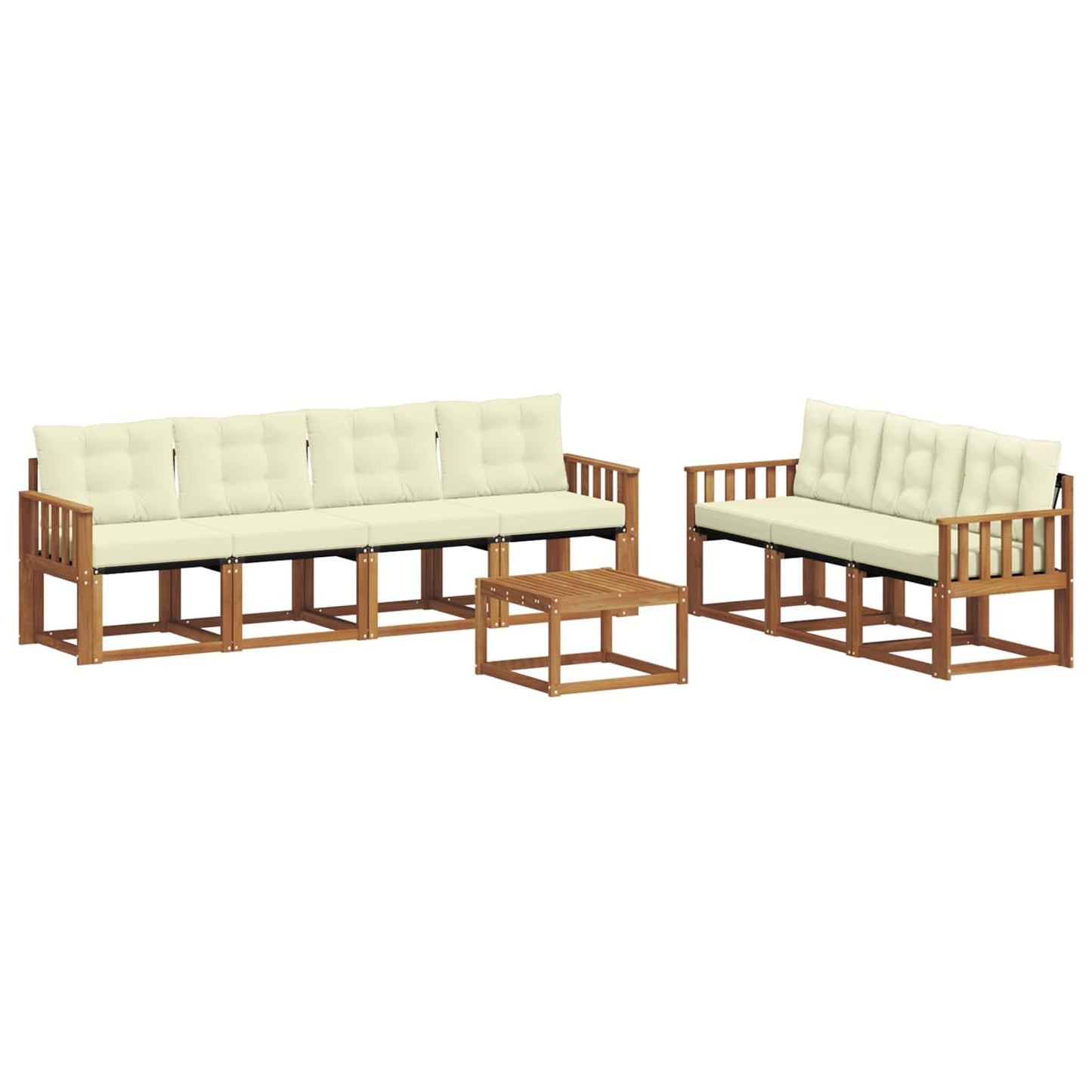 vidaXL Σειρά Καναπέ Εξωτερικού με μαξιλάρι 8 pcs Φυσικό και Κρέμα