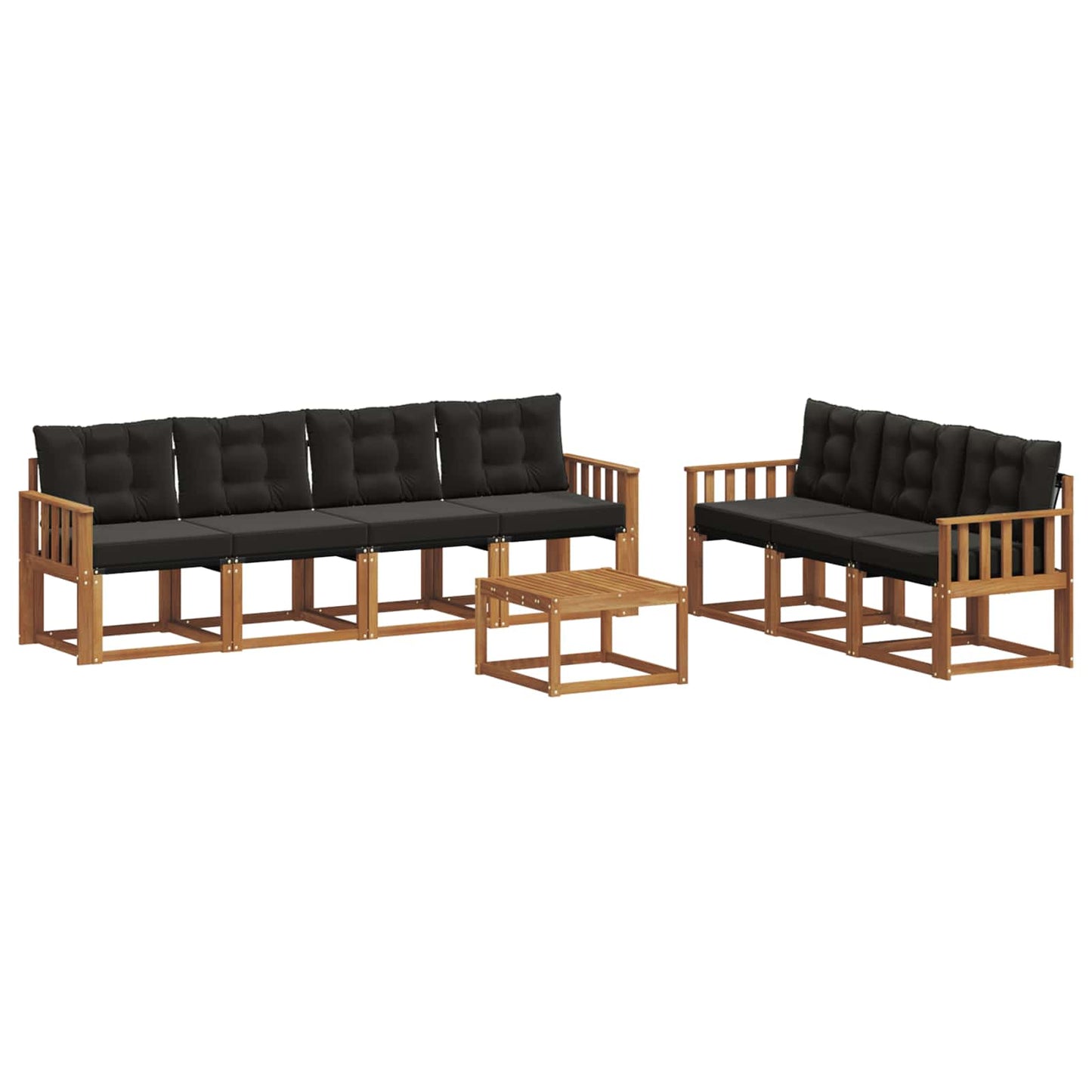 vidaXL Σειρά Καναπέ Εξωτερικού με μαξιλάρι 8 pcs Φυσικό και Μαύρο