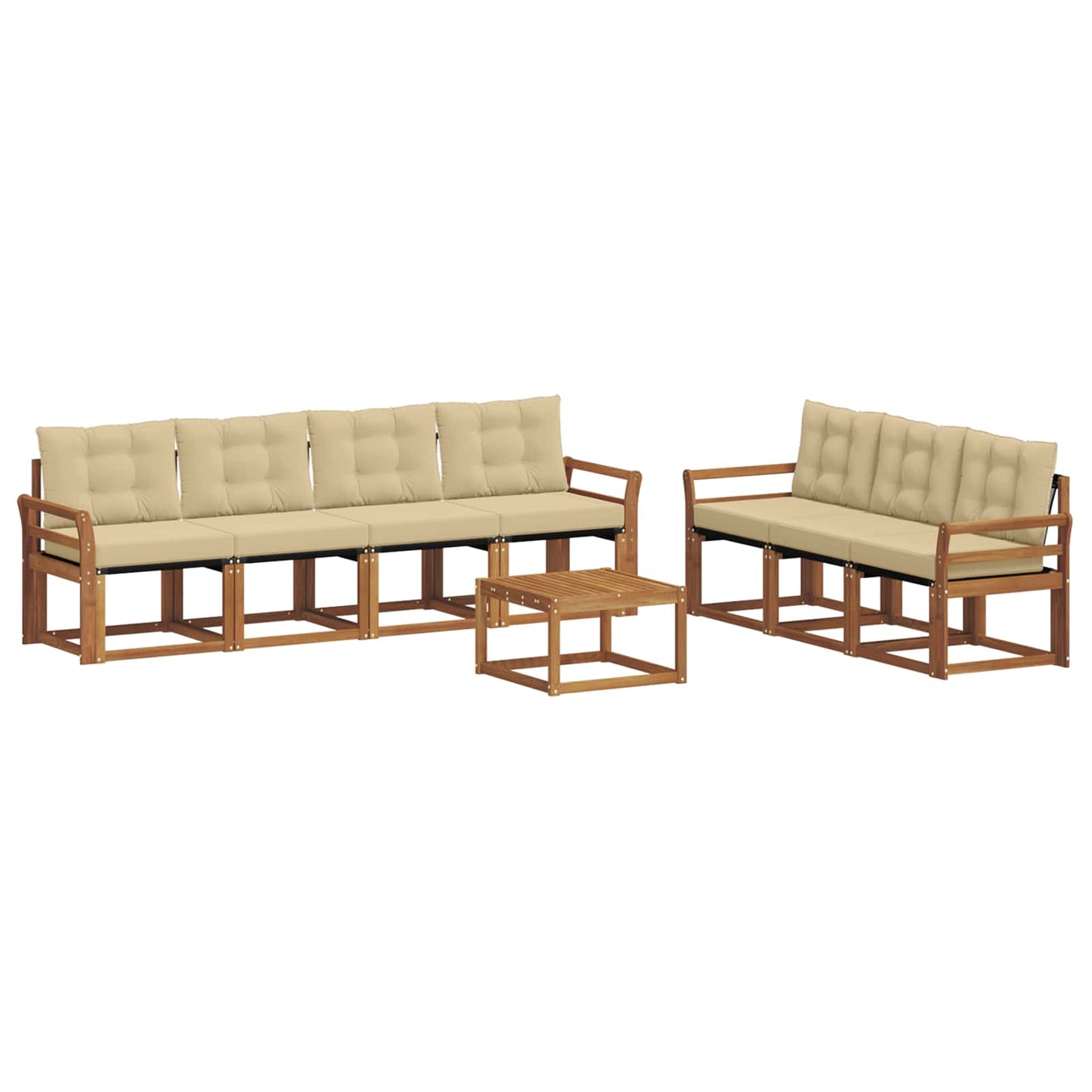 vidaXL Σειρά Καναπέ Εξωτερικού με μαξιλάρι 8 pcs Φυσικό και Μπεζ