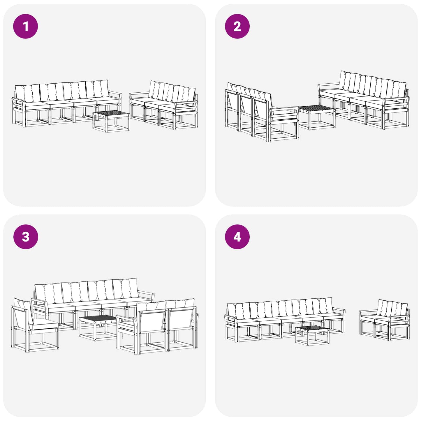vidaXL Σειρά Καναπέ Εξωτερικού με μαξιλάρι 8 pcs Φυσικό και Μπεζ