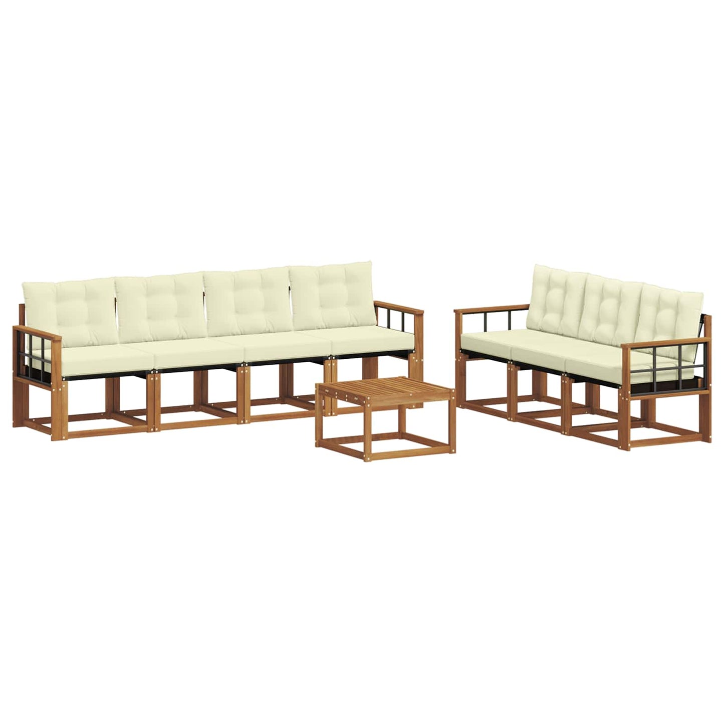vidaXL Σειρά Καναπέ Εξωτερικού με μαξιλάρι 8 pcs Φυσικό και Κρέμα