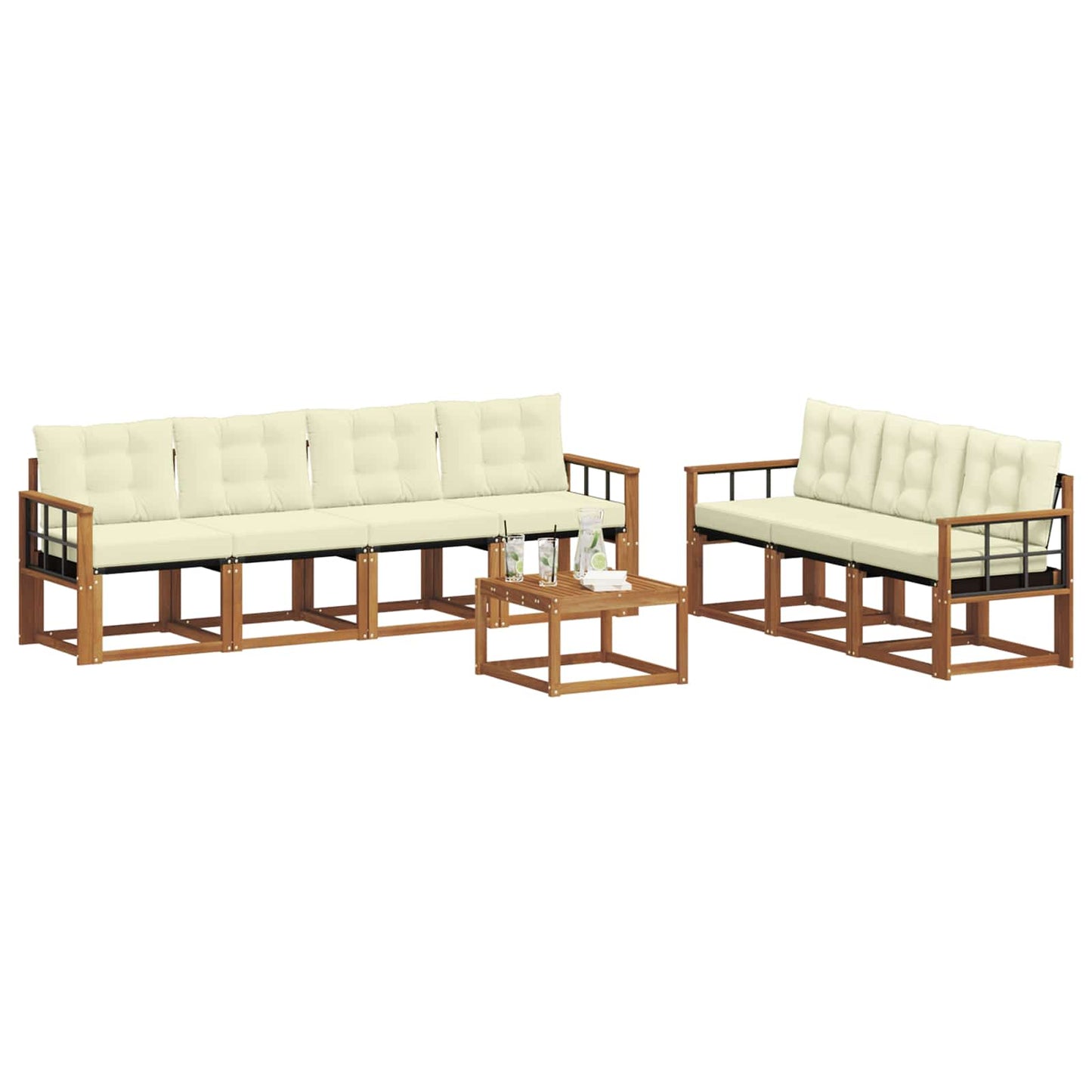 vidaXL Σειρά Καναπέ Εξωτερικού με μαξιλάρι 8 pcs Φυσικό και Κρέμα