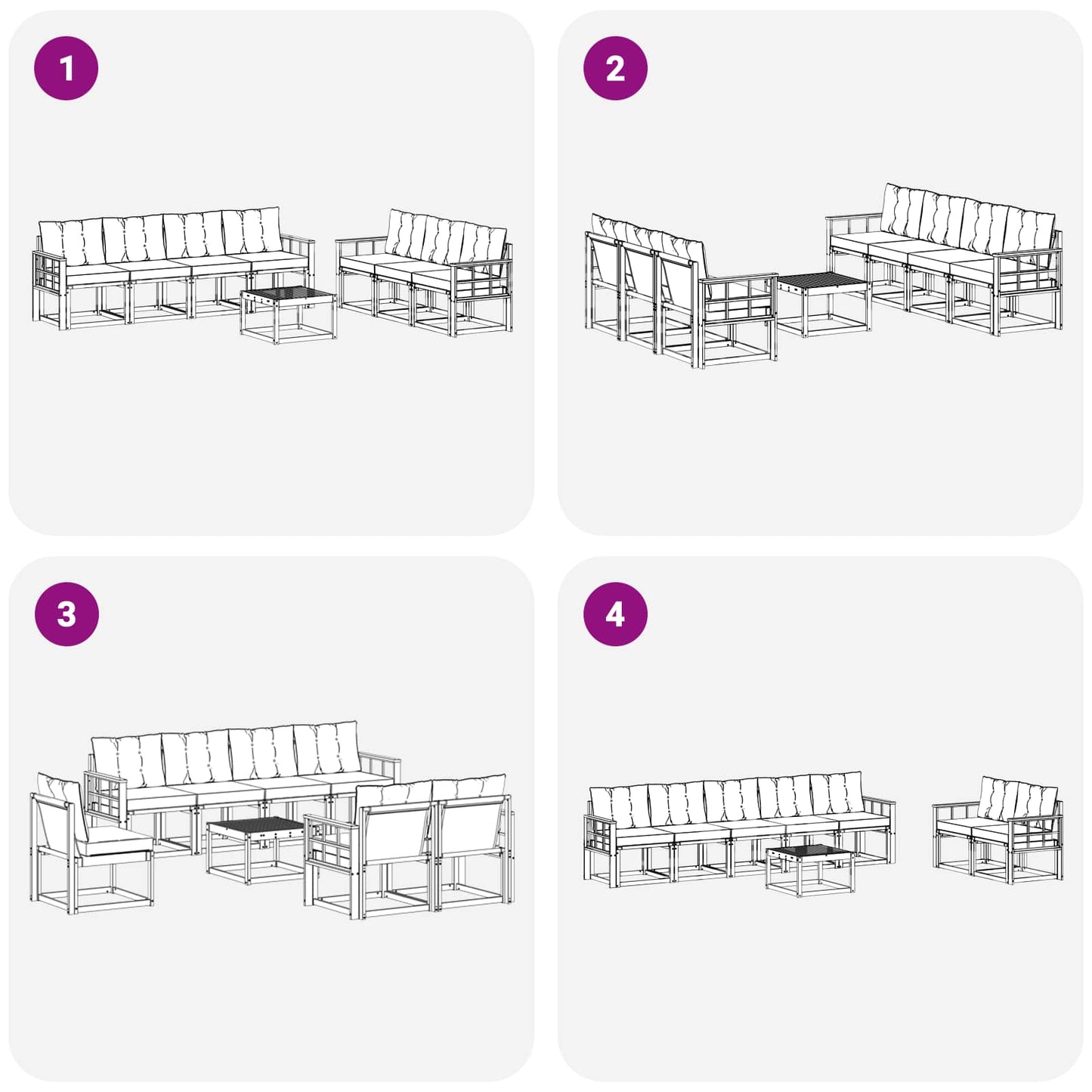 vidaXL Σειρά Καναπέ Εξωτερικού 8 pcs Φυσικό και Ανοιχτό Γκρι