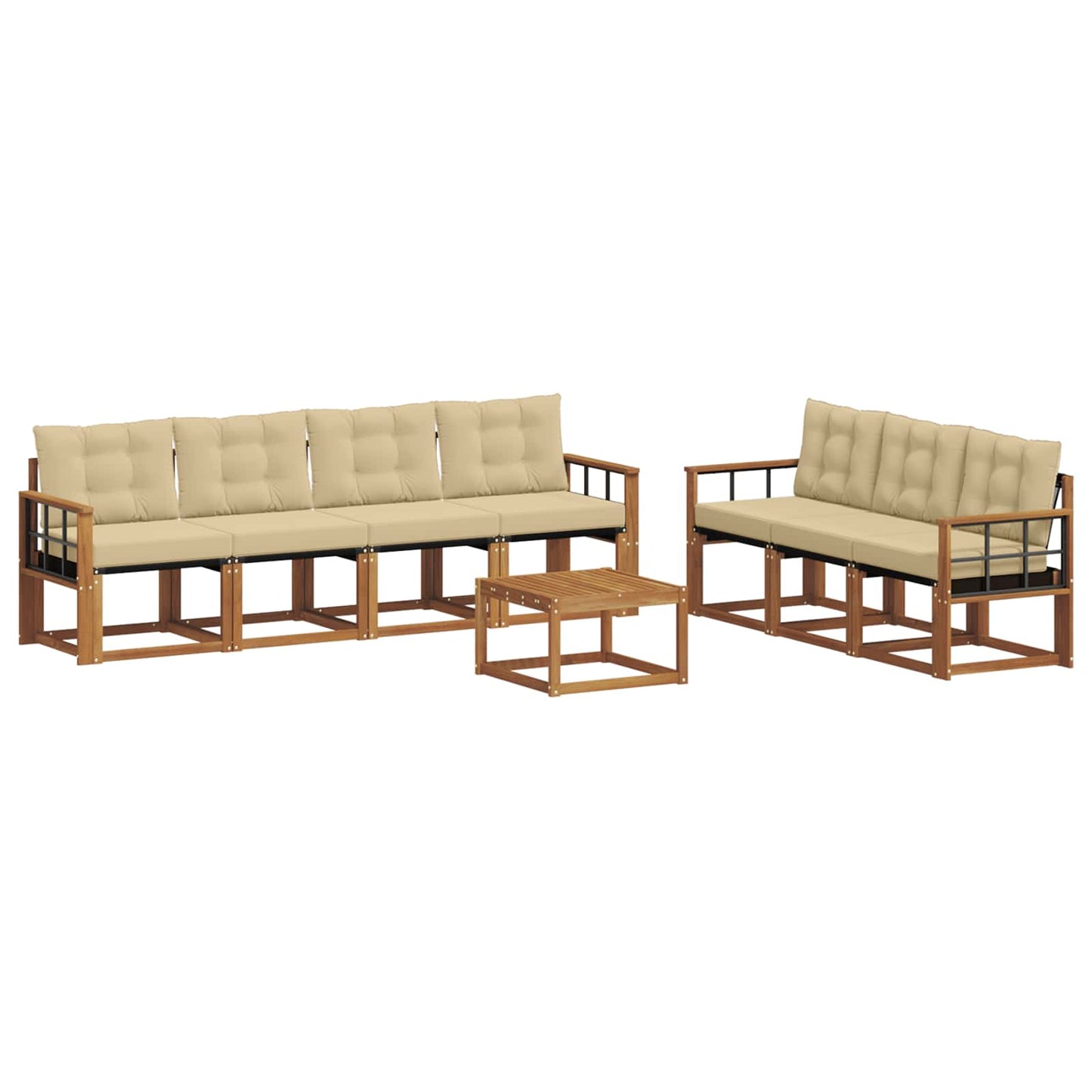 vidaXL Σειρά Καναπέ Εξωτερικού με μαξιλάρι 8 pcs Φυσικό και Μπεζ