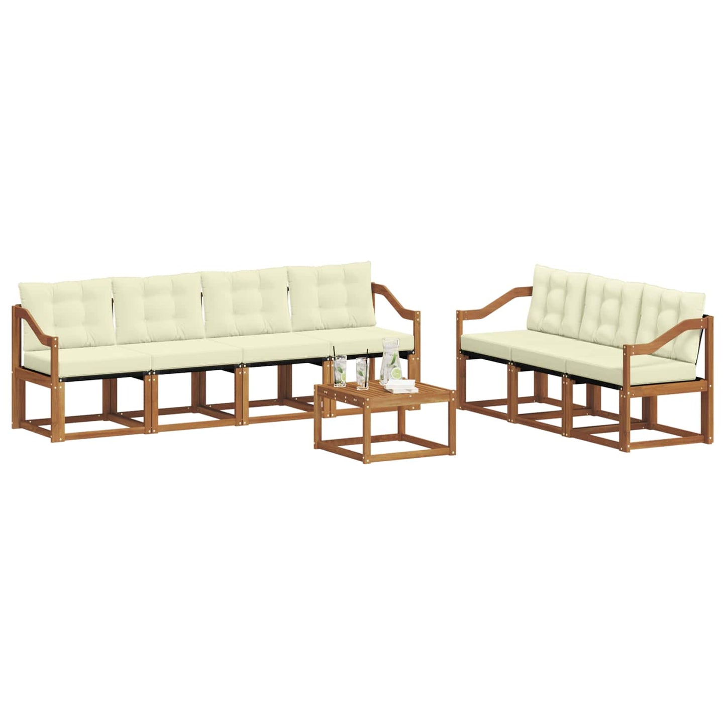 vidaXL Σειρά Καναπέ Εξωτερικού με μαξιλάρι 8 pcs Φυσικό και Κρέμα