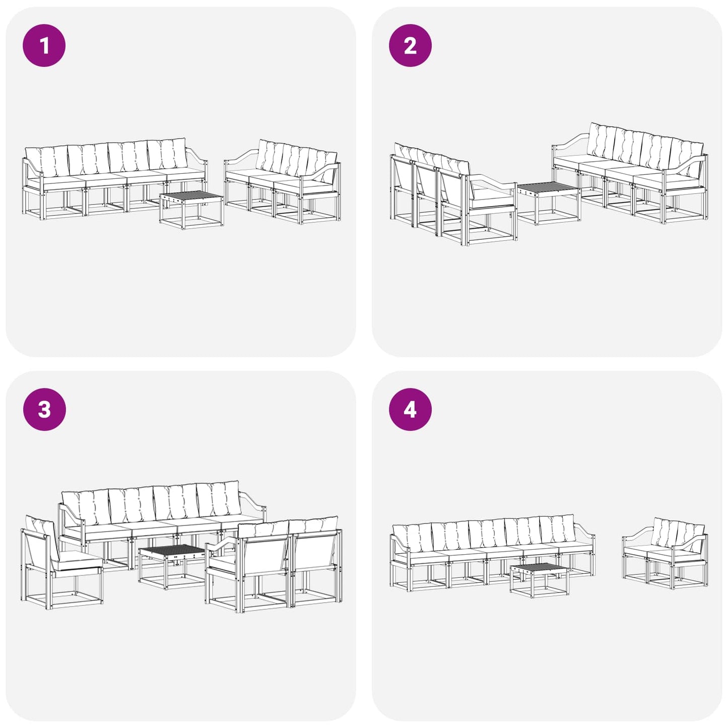 vidaXL Σειρά Καναπέ Εξωτερικού με μαξιλάρι 8 pcs Φυσικό και Κρέμα